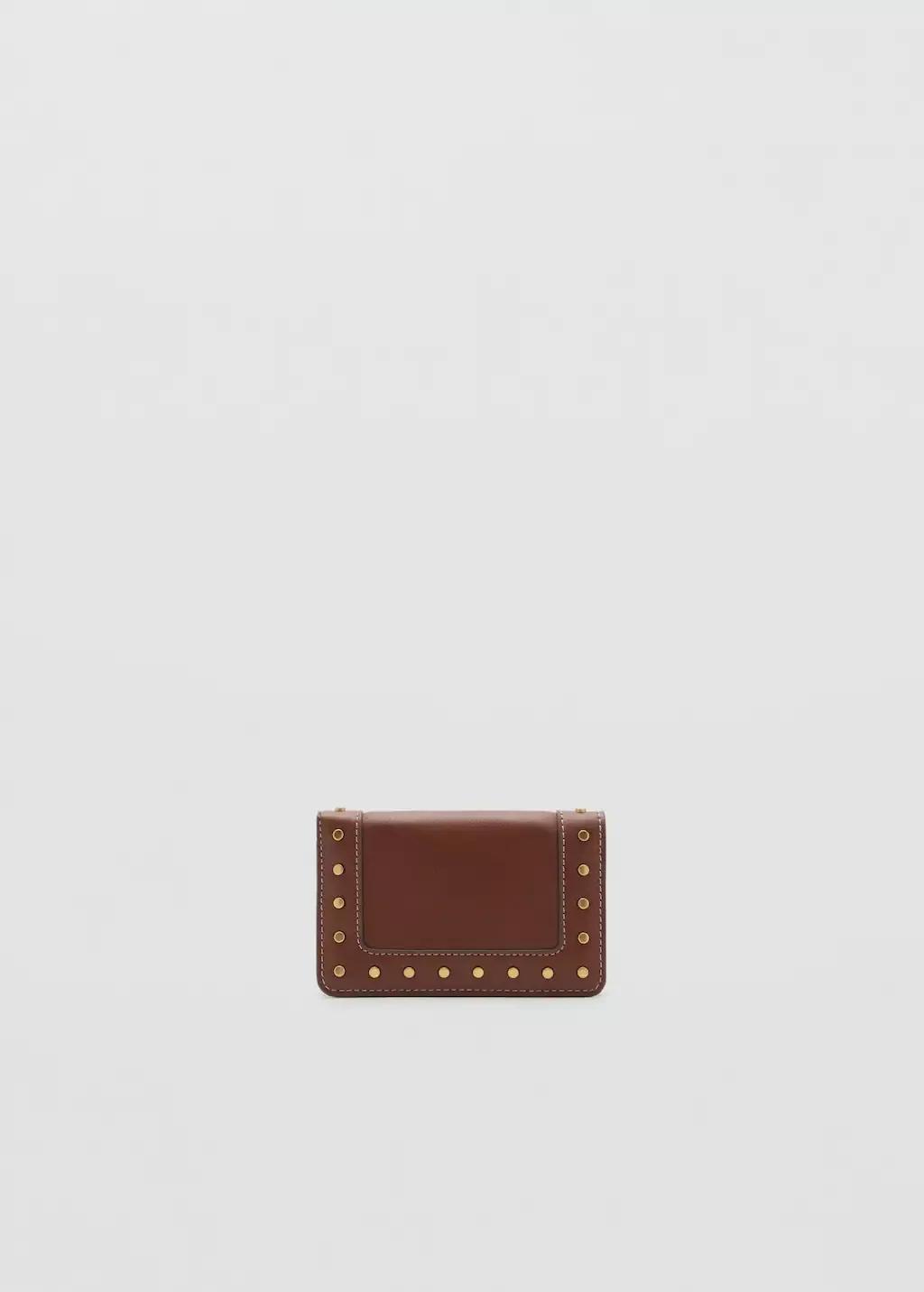 Brown Studded Wallet With Flap, 0201_CU, large image number 3