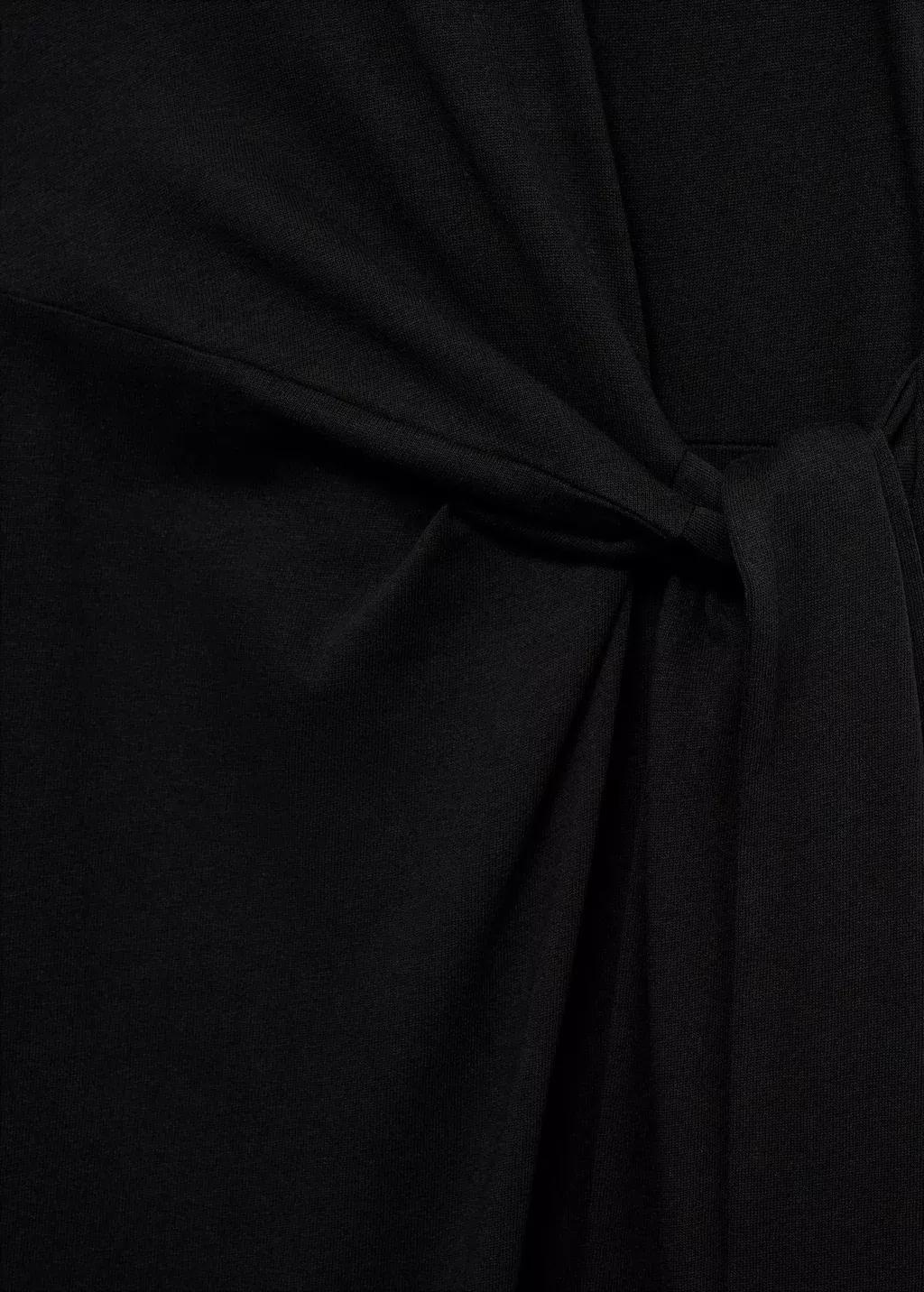 Black Cotton Midi-Dress With Knot Detail, , large image number 5