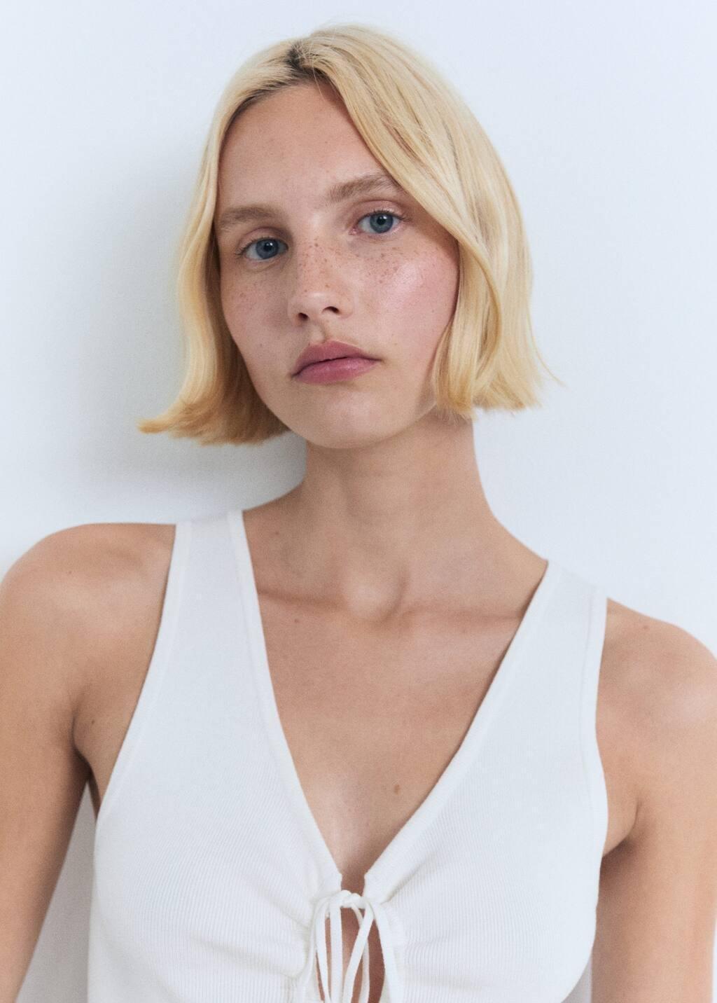 LIGHT BEIGE Bow knit top, 0201_05, large image number 1