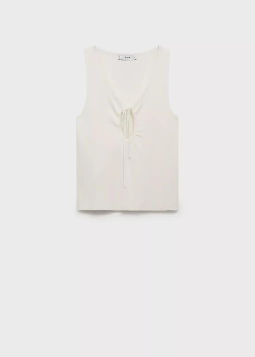 Cream Bow Knit Top, , large image number 3