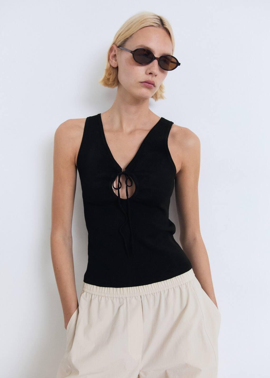 Black Bow Knit Top, , large image number 2