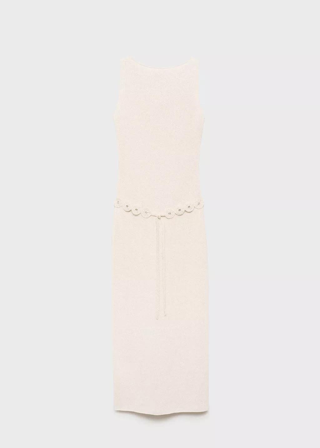 Cream Belt Knit Dress, , large image number 3