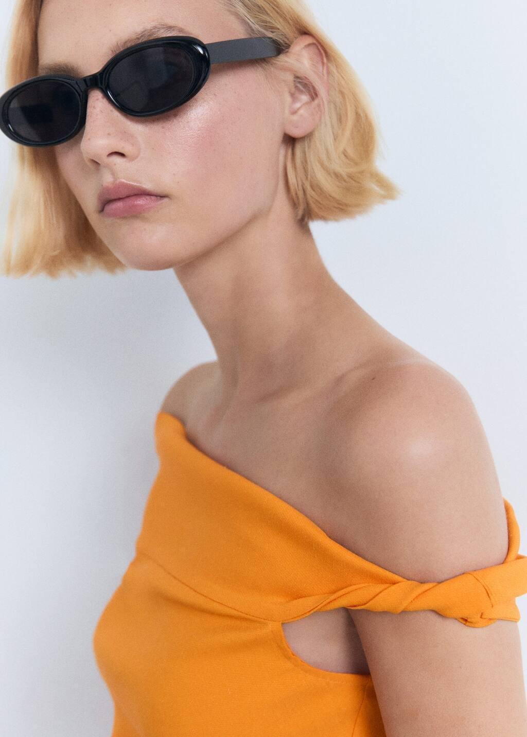 ORANGE Asymmetrical strapless top, Orange, large image number 1