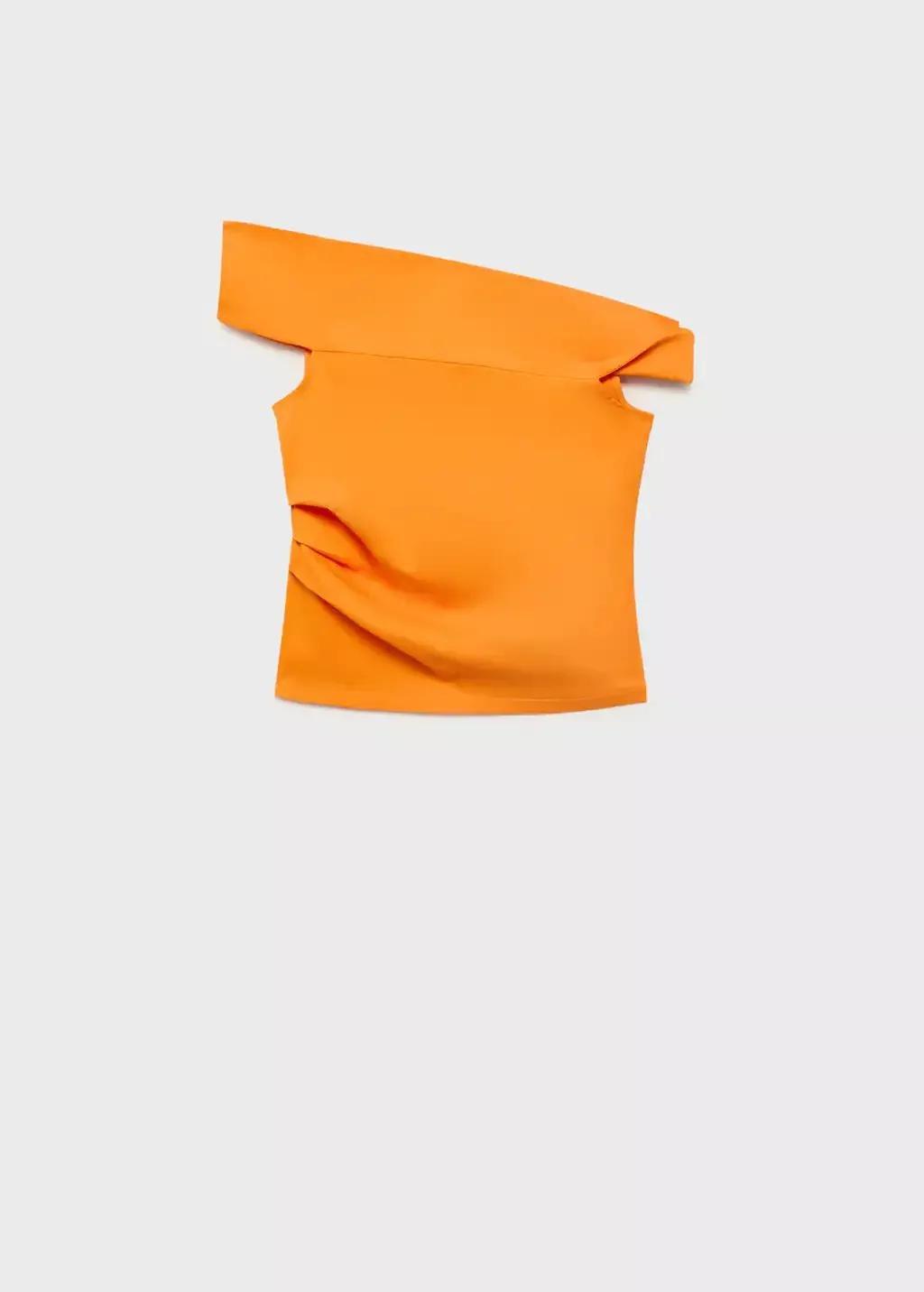ORANGE Asymmetrical strapless top, Orange, large image number 3