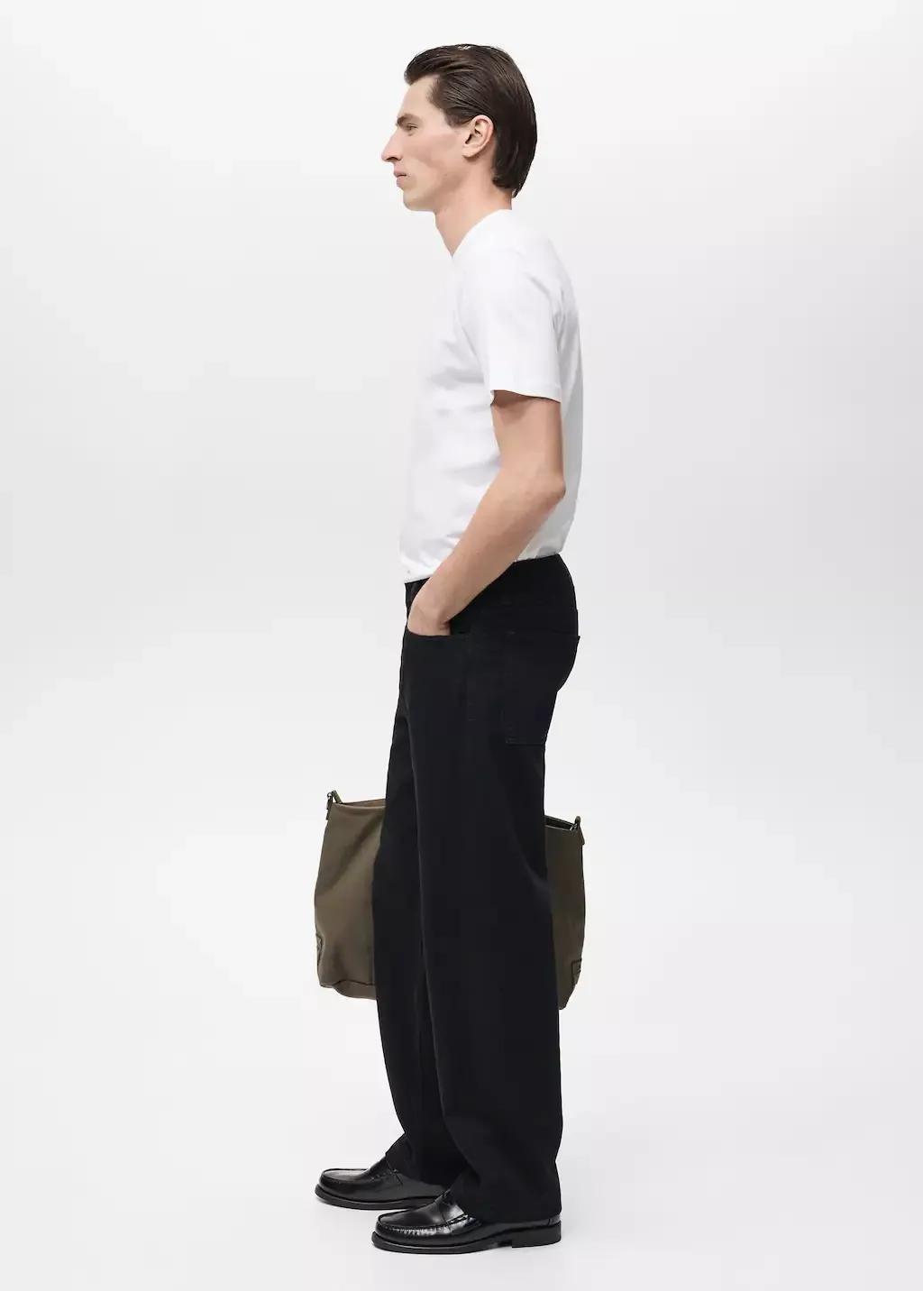 WHITE 100% cotton slim-fit t-shirt, White, medium