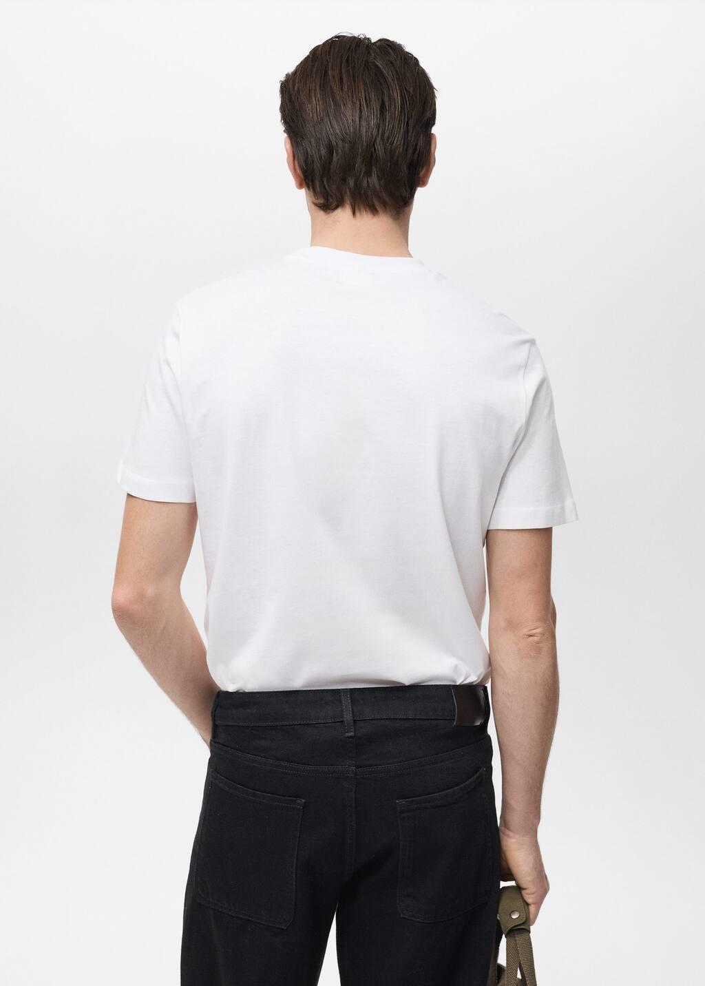WHITE 100% cotton slim-fit t-shirt, , large image number 5