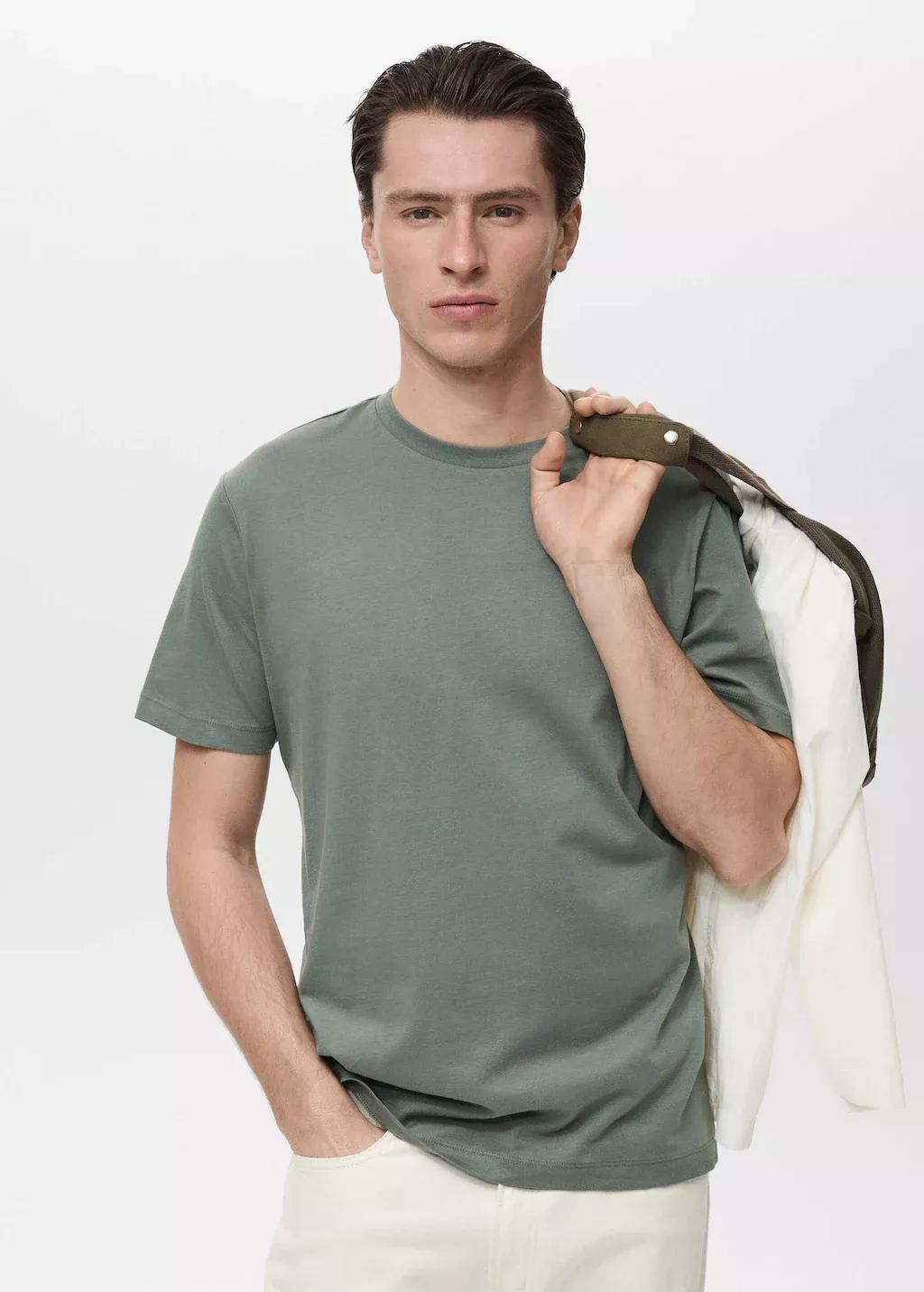 BEIGE - KHAKI 100% cotton slim-fit t-shirt, , large image number 0