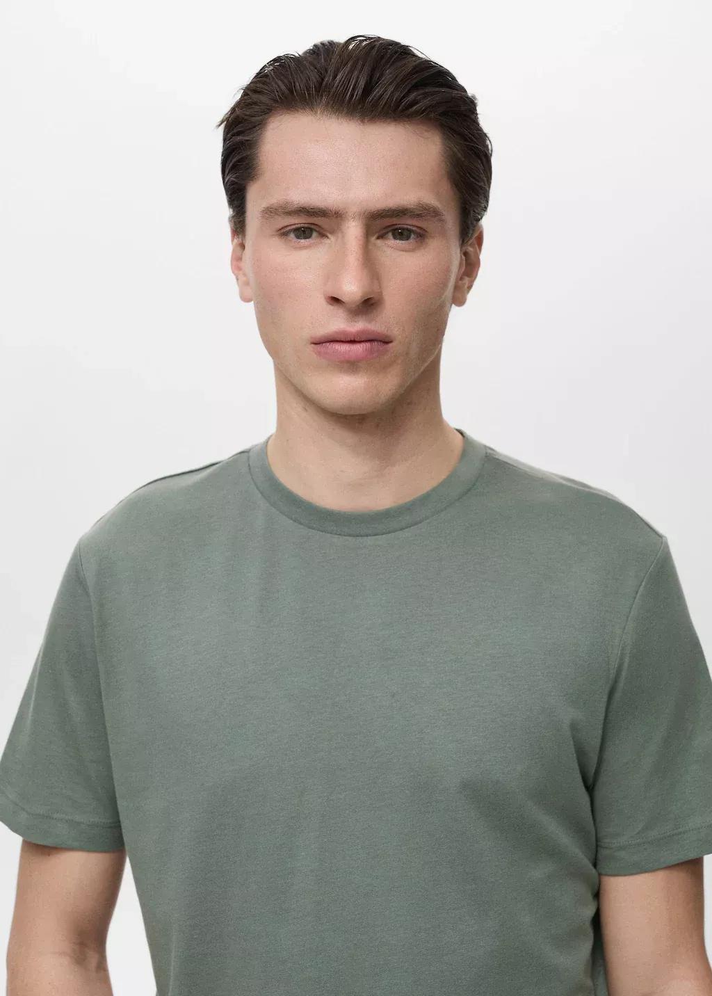 BEIGE - KHAKI 100% cotton slim-fit t-shirt, , large image number 1