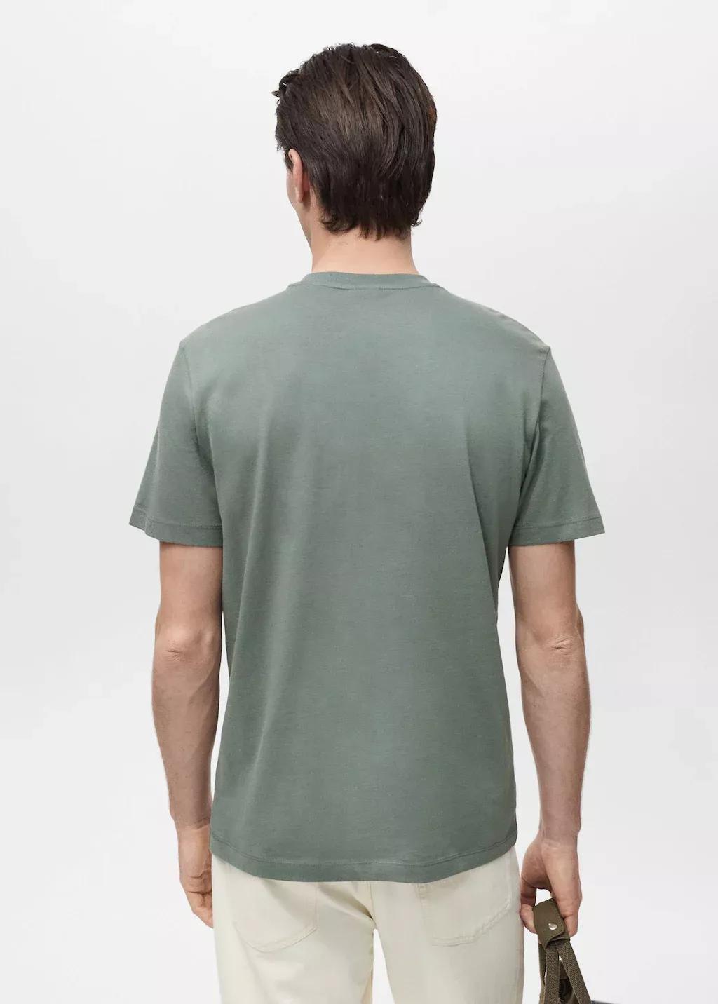 BEIGE - KHAKI 100% cotton slim-fit t-shirt, , large image number 5