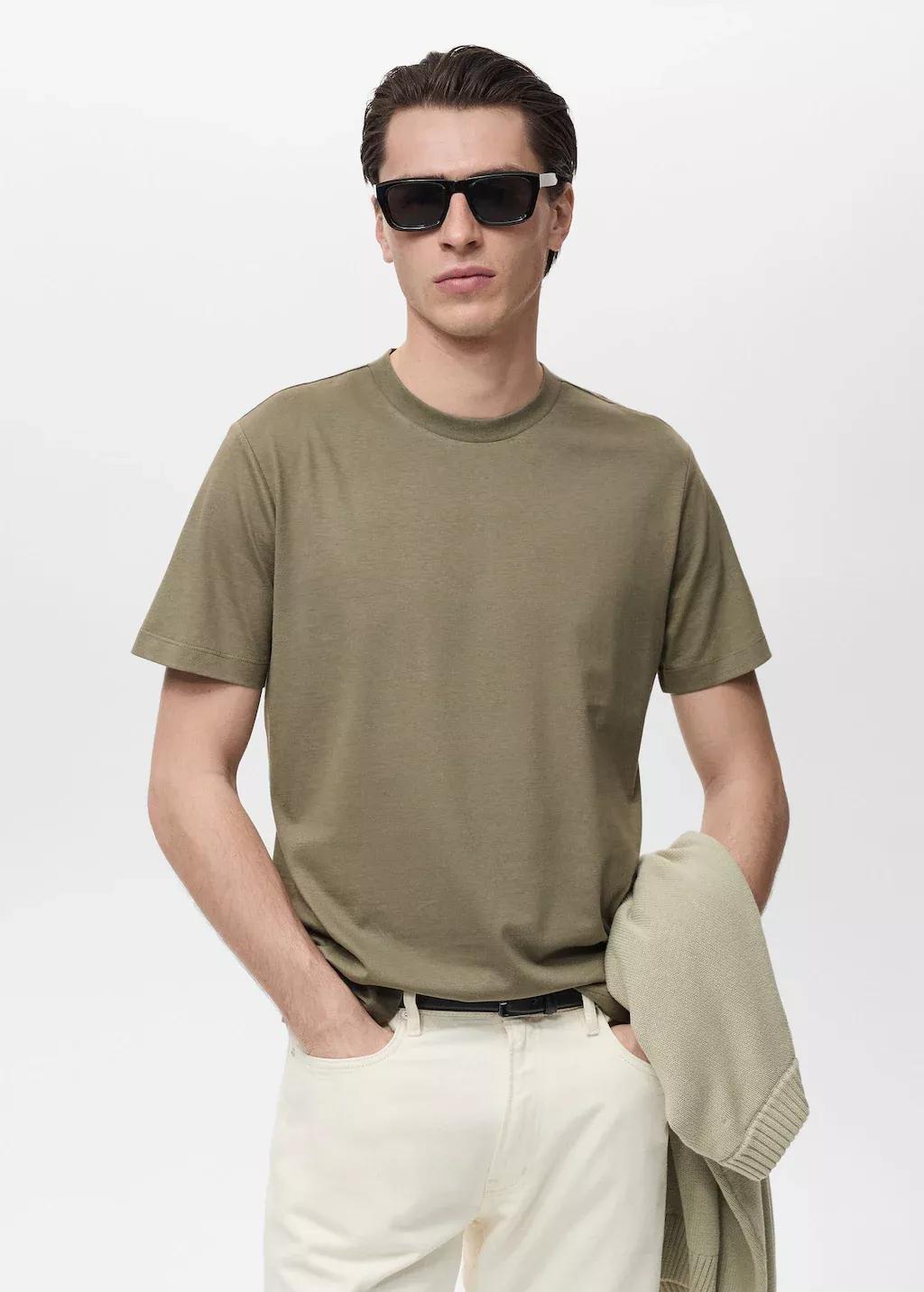 DARK GREEN 100% cotton slim-fit t-shirt, , large image number 0