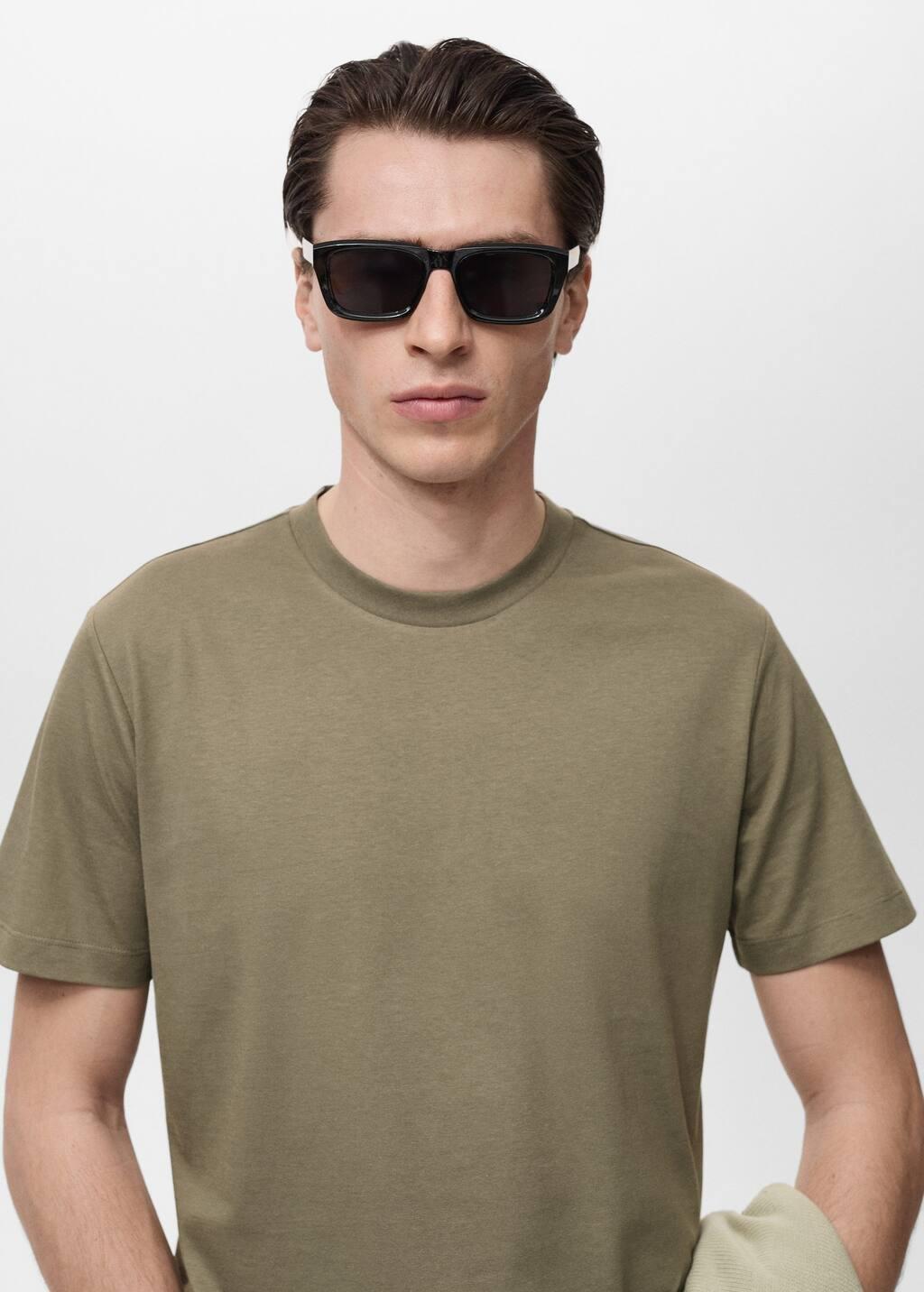 DARK GREEN 100% cotton slim-fit t-shirt, , large image number 1