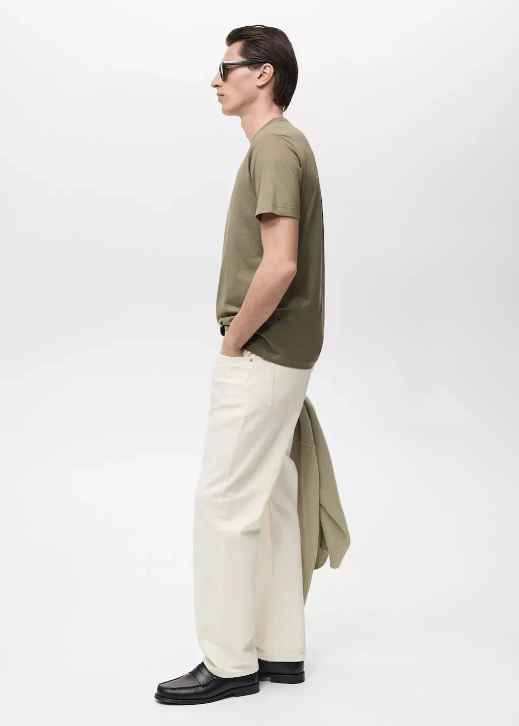 DARK GREEN 100% cotton slim-fit t-shirt, , large image number 2