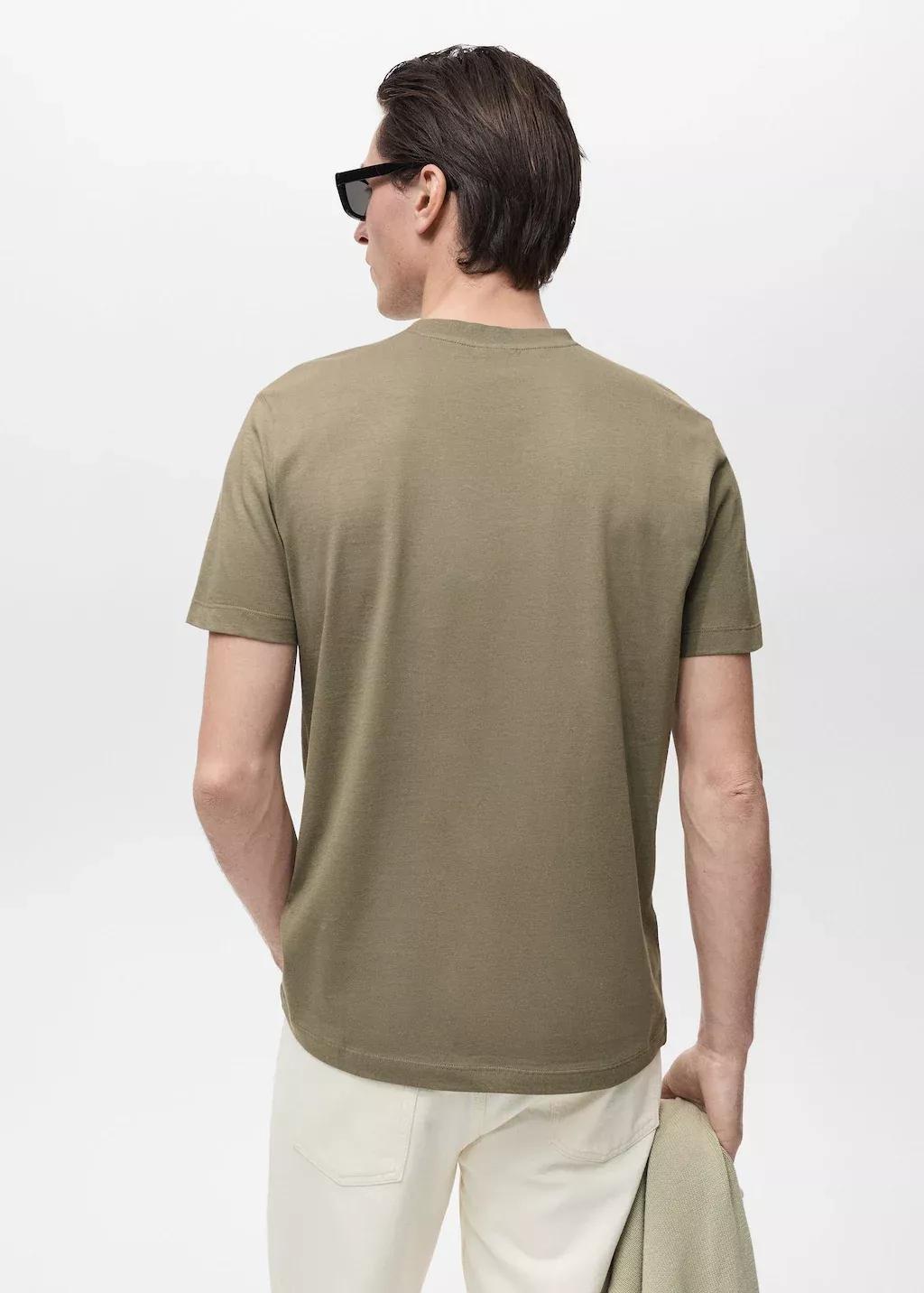 DARK GREEN 100% cotton slim-fit t-shirt, , large image number 5