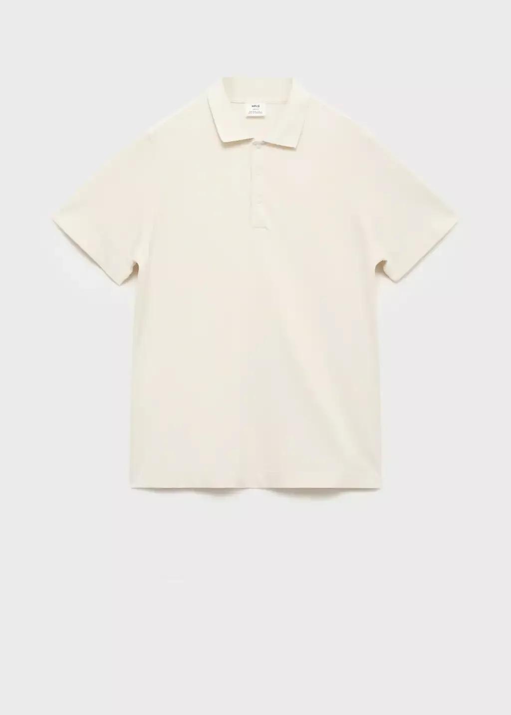 Cream Fine Rib-Knit Polo Shirt, , large image number 3