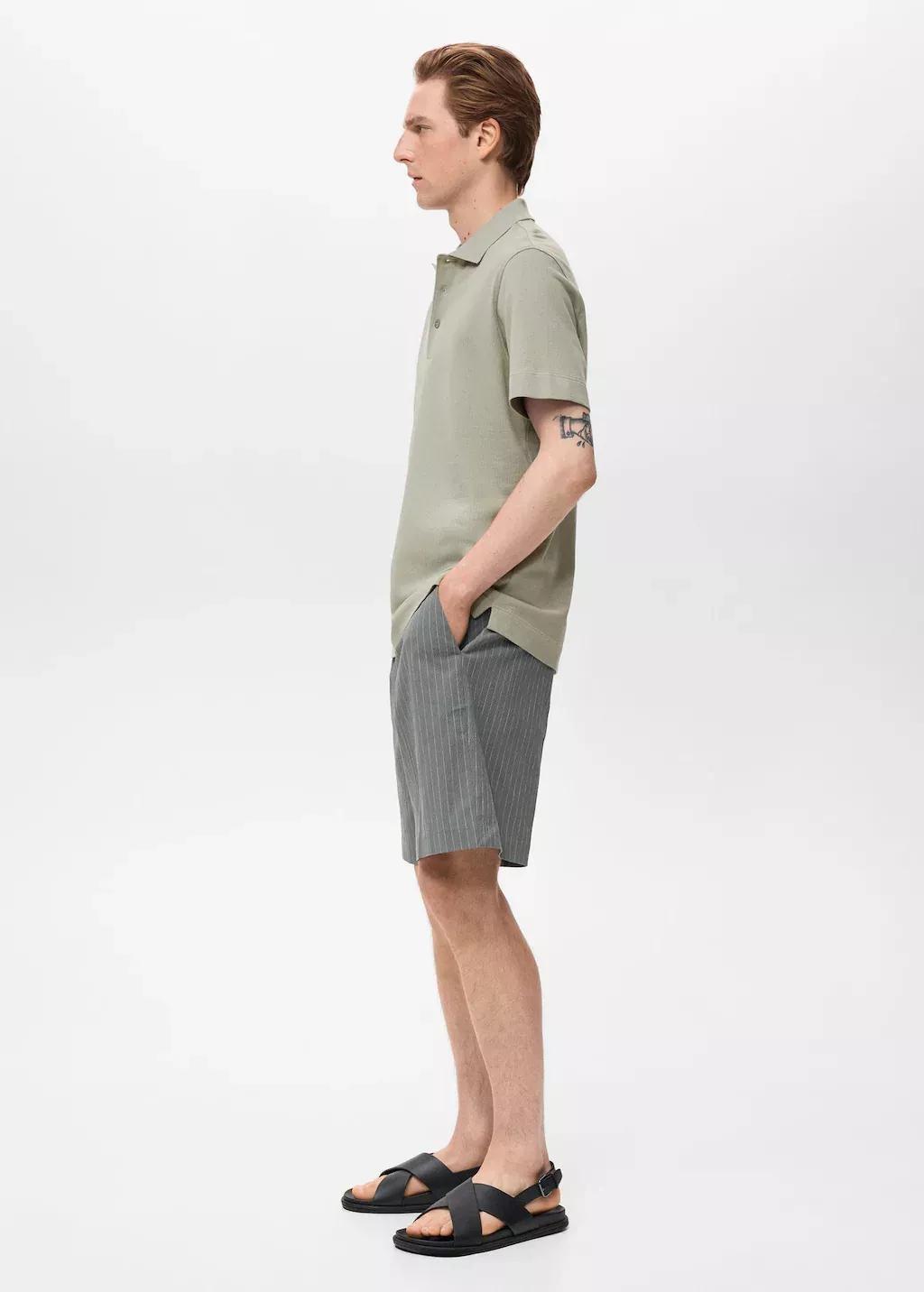 Green Fine Rib-Knit Polo Shirt, , large image number 2