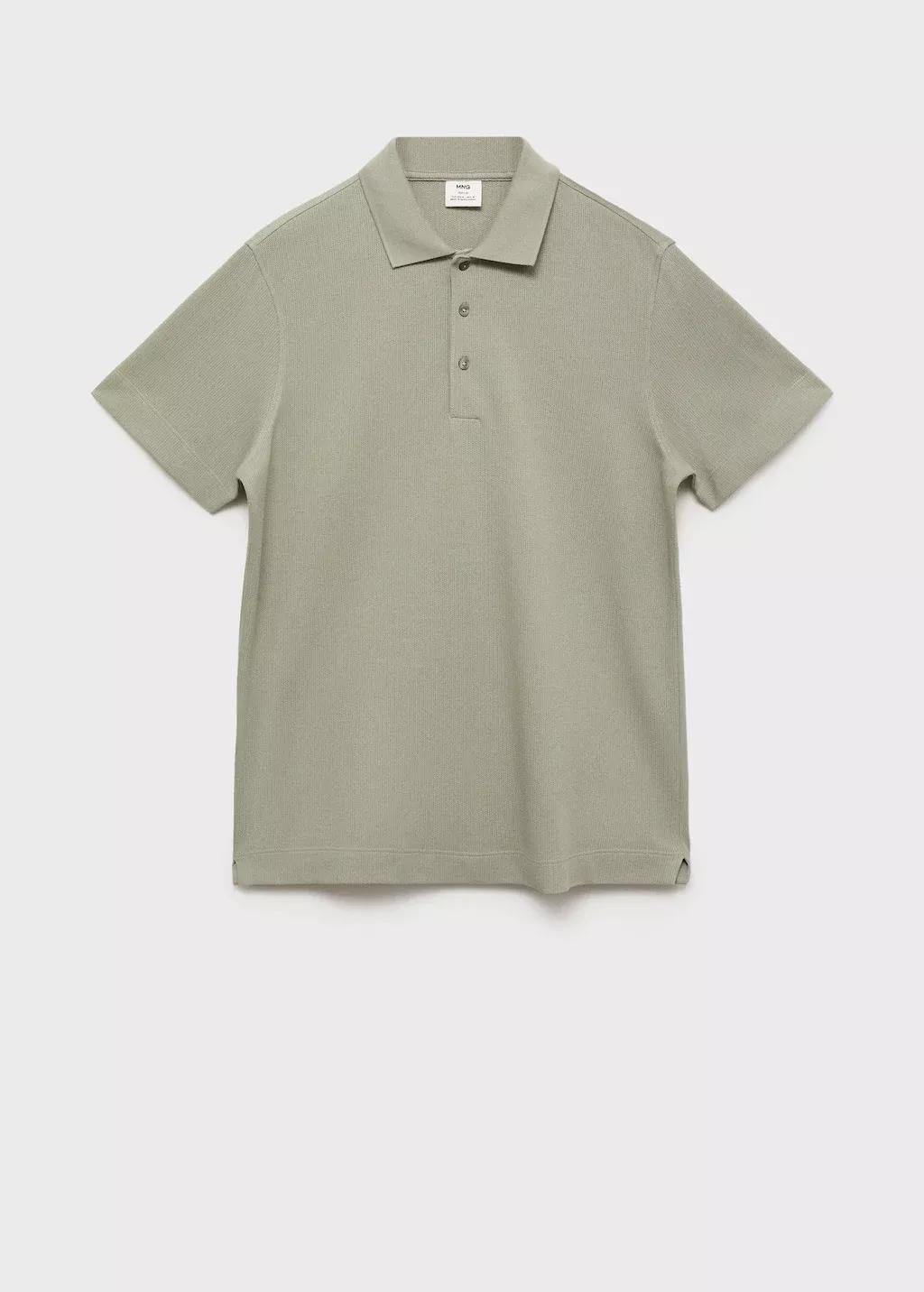 Green Fine Rib-Knit Polo Shirt, , large image number 3