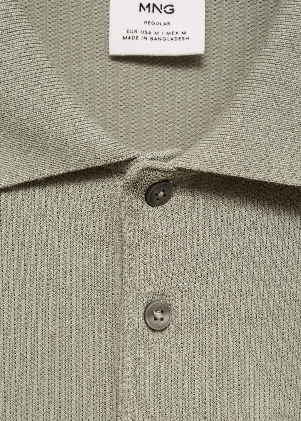 Green Fine Rib-Knit Polo Shirt, , large image number 4