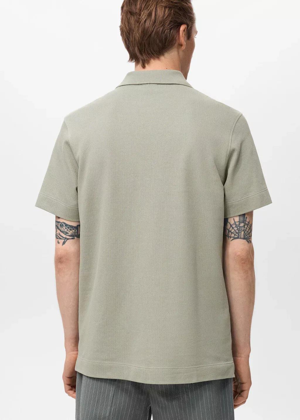 Green Fine Rib-Knit Polo Shirt, , large image number 5
