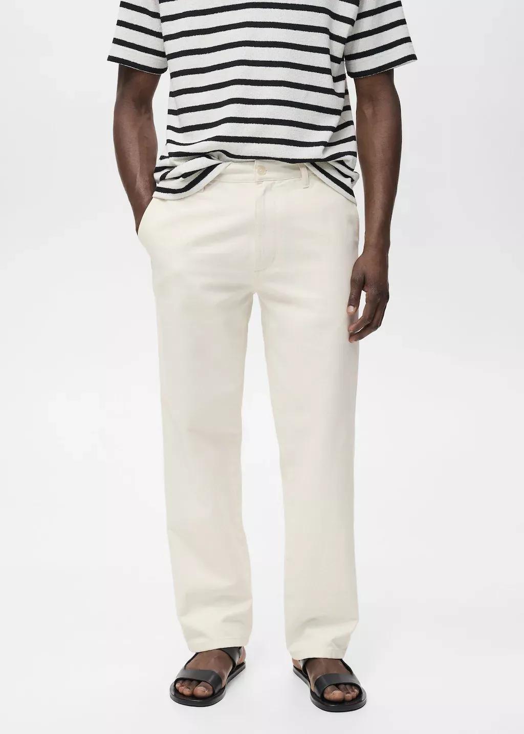 NATURAL WHITE Regular-fit jeans made from a cotton-linen blend, Natural White, medium