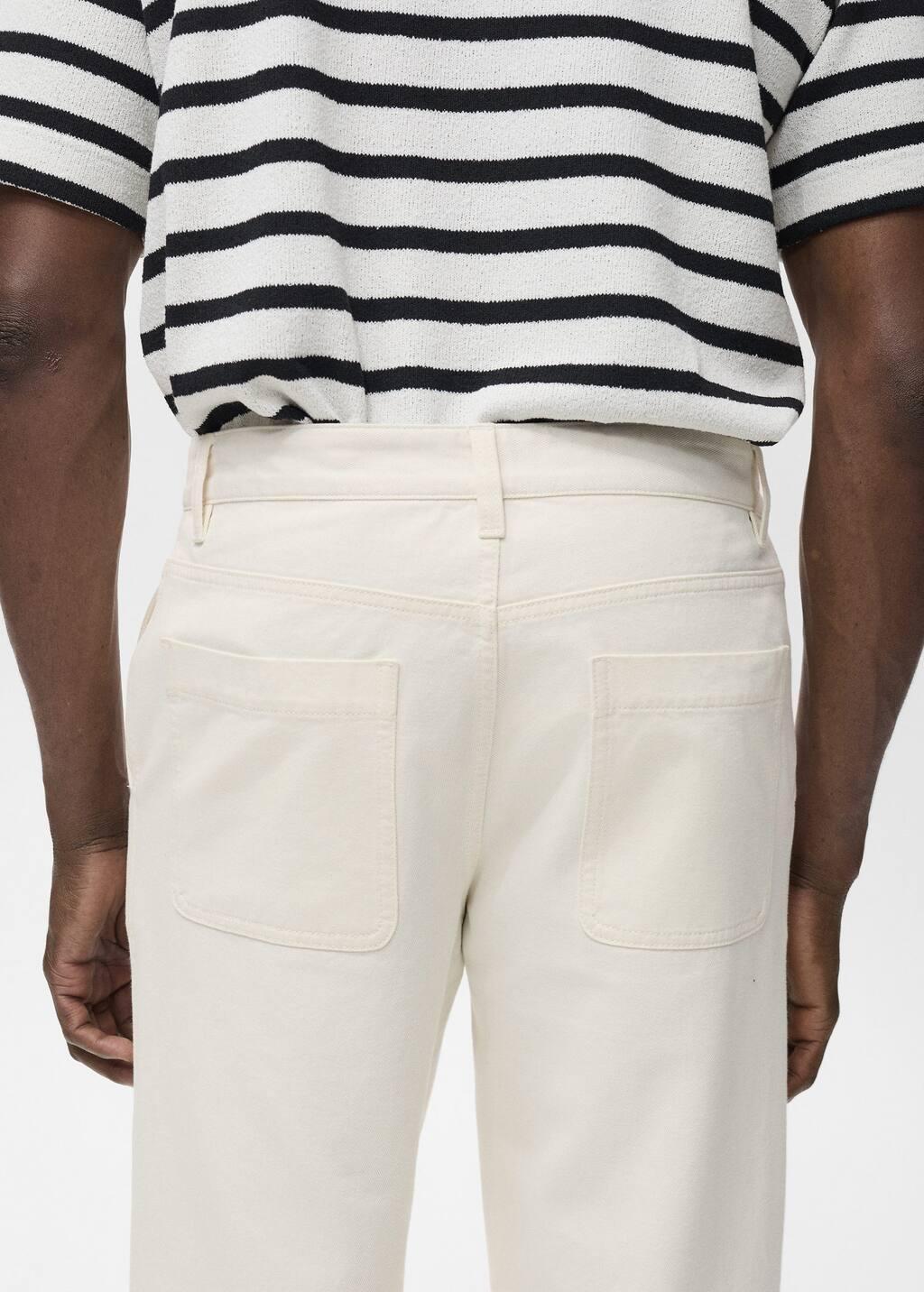 NATURAL WHITE Regular-fit jeans made from a cotton-linen blend, Natural White, large image number 5