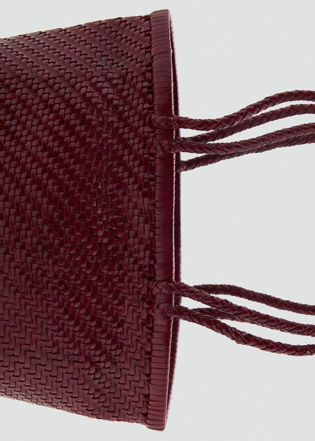 Burgundy Braided Leather Shoulder Bag, Dark Red, large image number 1