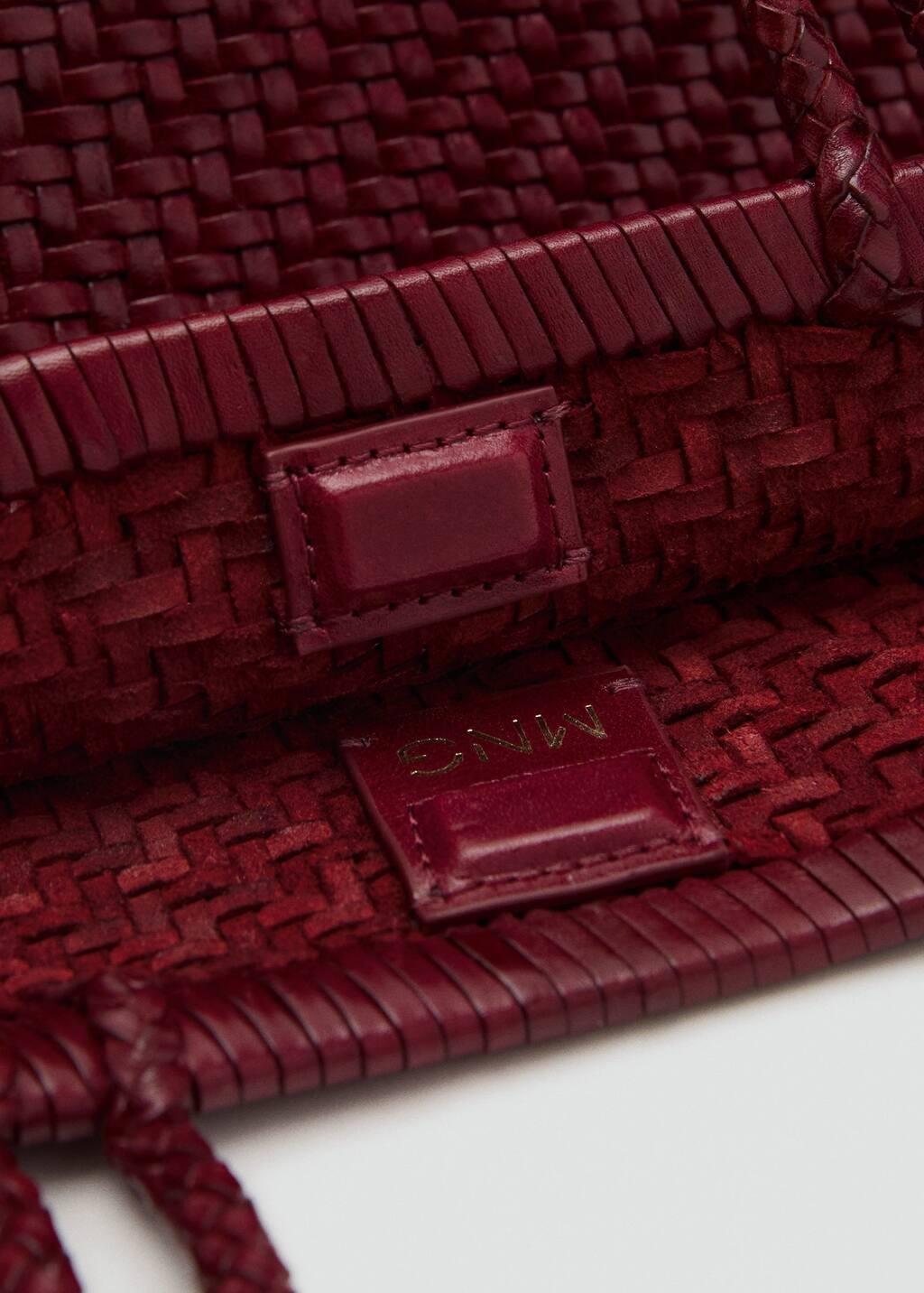 Burgundy Braided Leather Shoulder Bag, Dark Red, large image number 2