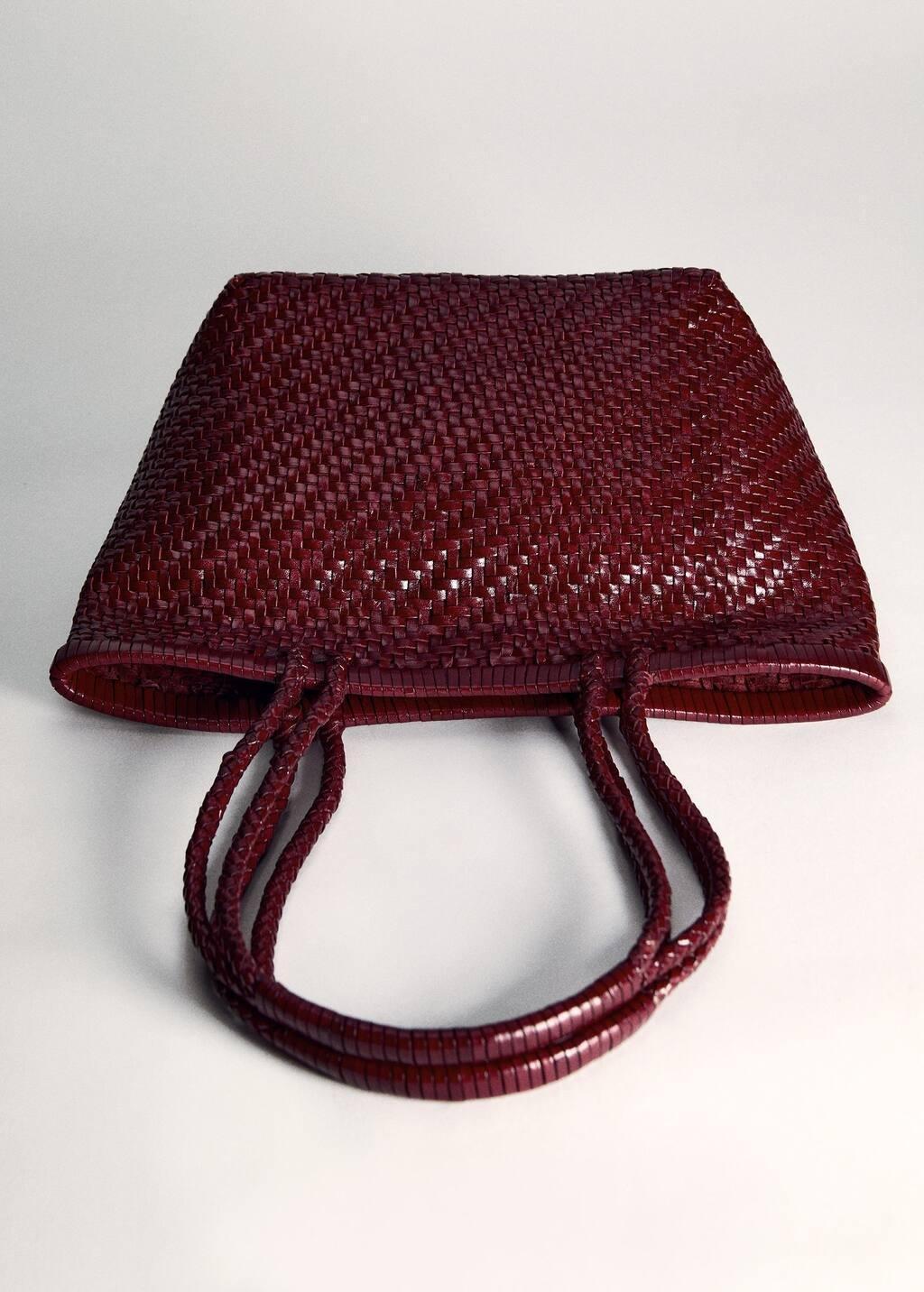 Burgundy Braided Leather Shoulder Bag, Dark Red, large image number 4