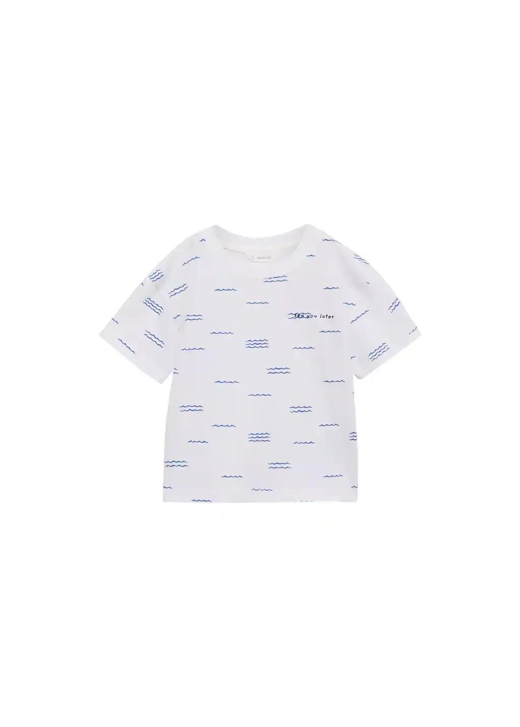 White Short-Sleeved Printed T-Shirt, Baby Boy, White, large image number 0