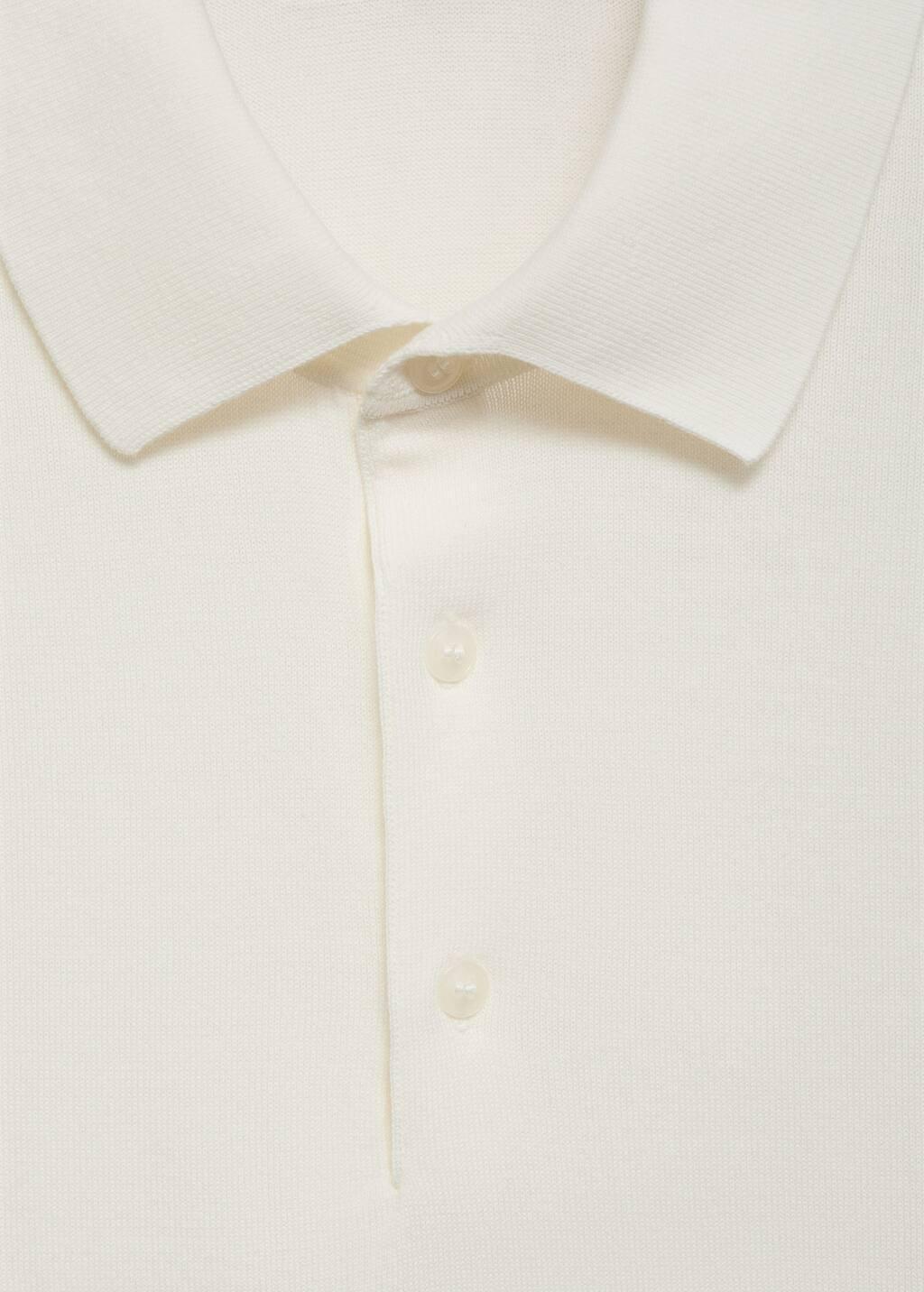 Cream Cotton Fine-Knit Polo Shirt, , large image number 4