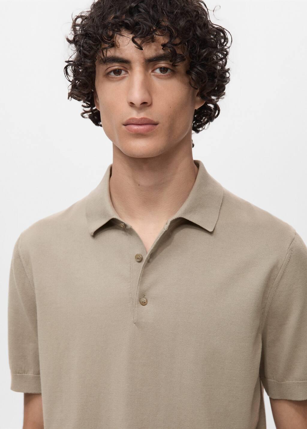 Green Cotton Fine-Knit Polo Shirt, , large image number 1