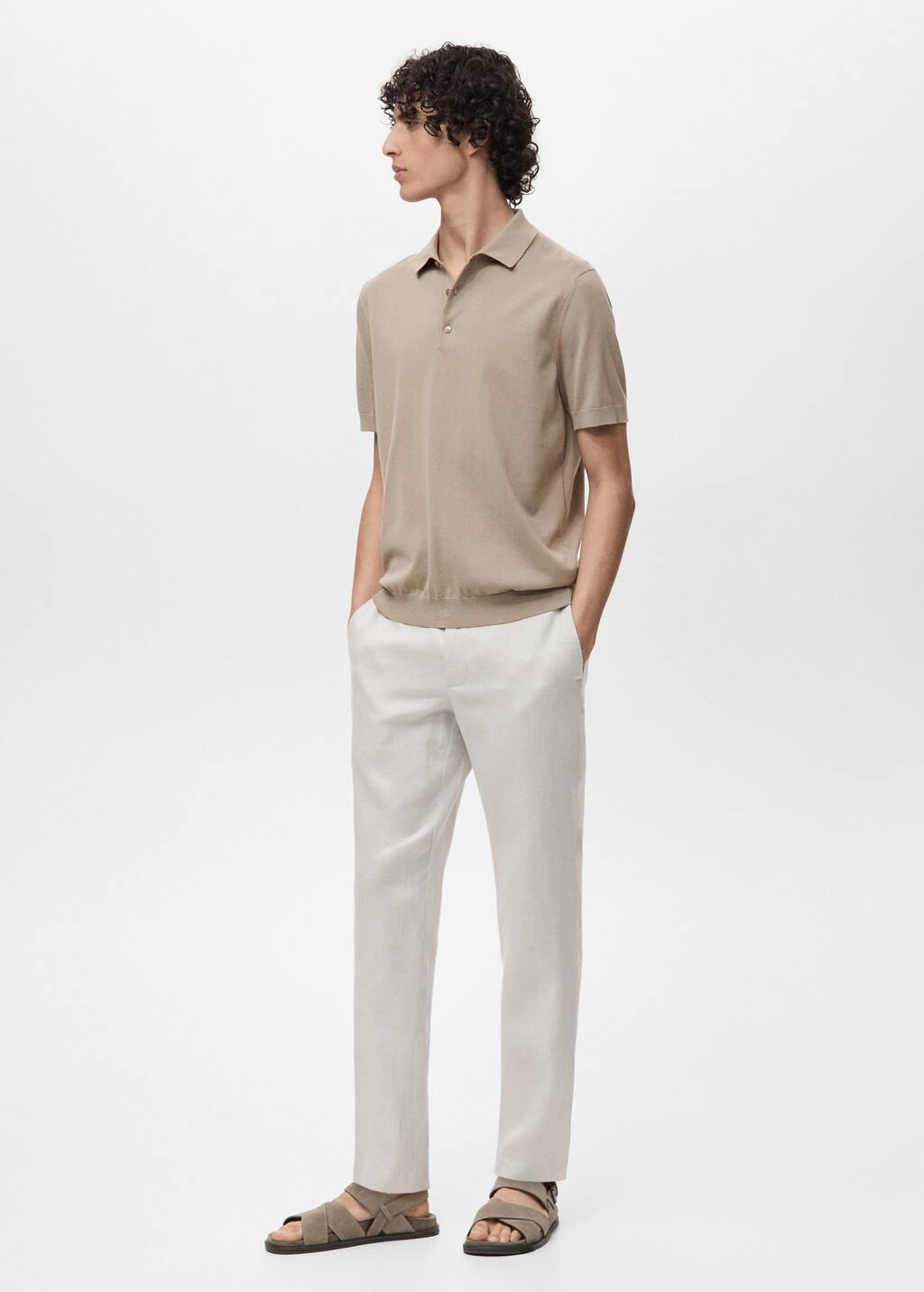 Green Cotton Fine-Knit Polo Shirt, , large image number 2