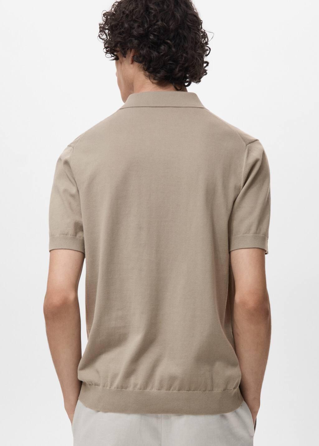 Green Cotton Fine-Knit Polo Shirt, , large image number 5