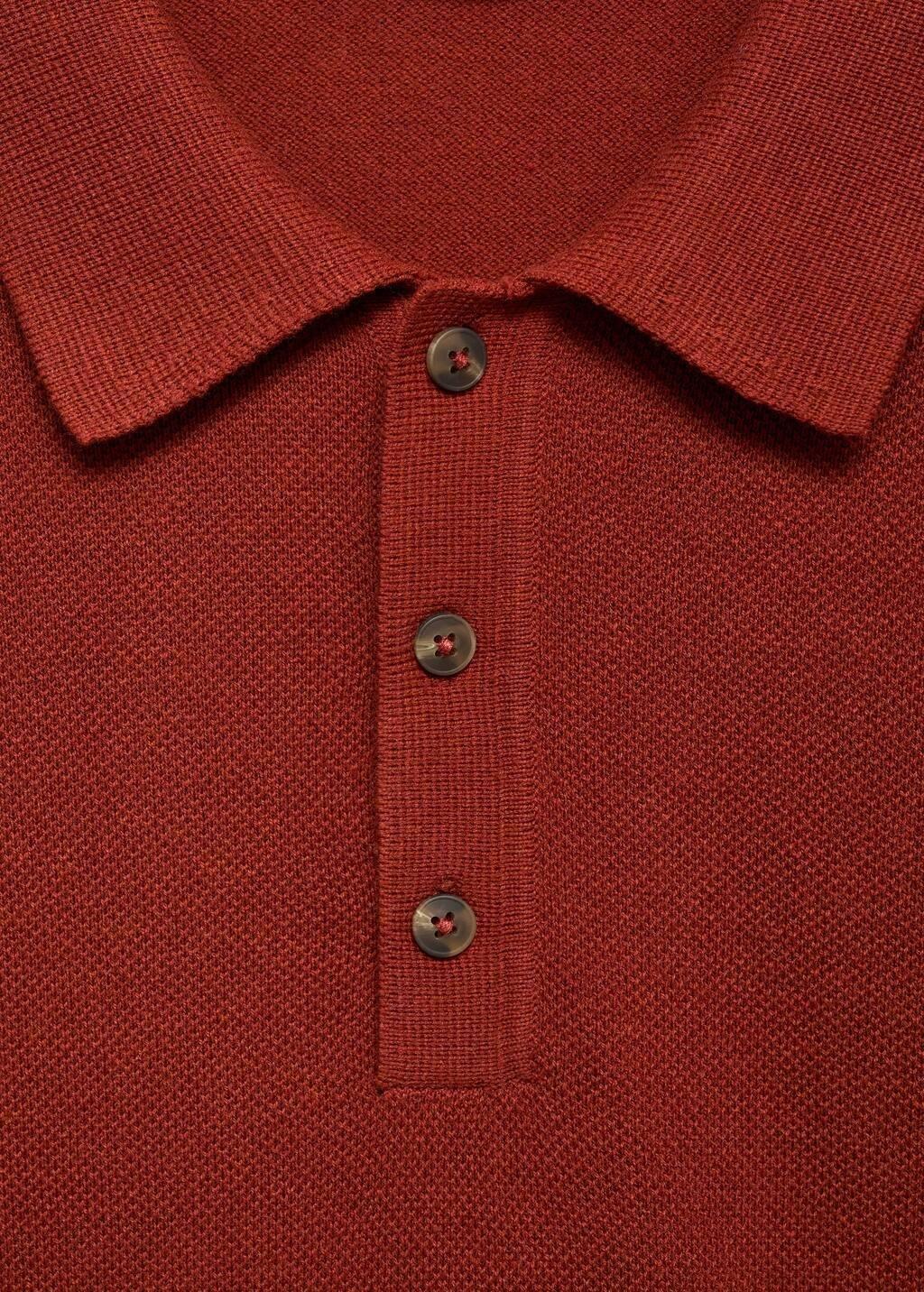 MEDIUM ORANGE Fine-knit cotton polo shirt, , large image number 4