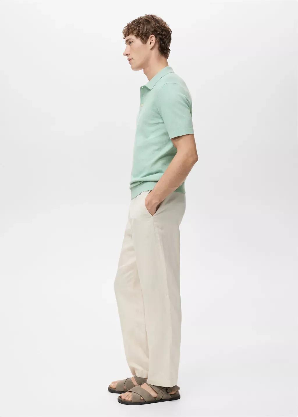 Green Fine-Knit Cotton Polo Shirt, , large image number 2