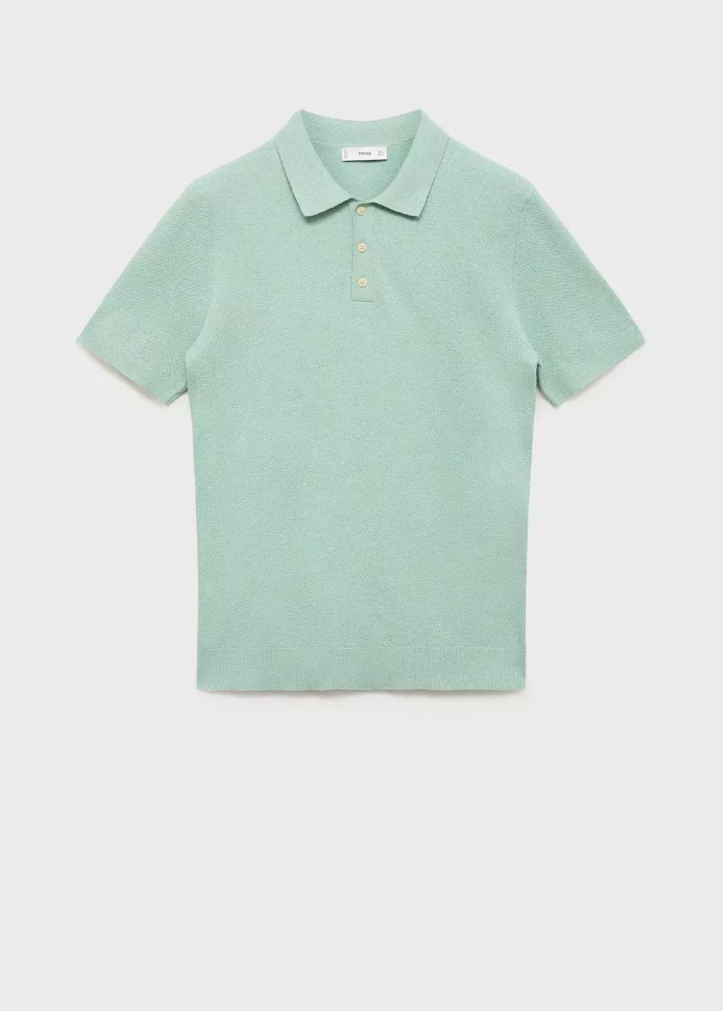 Green Fine-Knit Cotton Polo Shirt, , large image number 3
