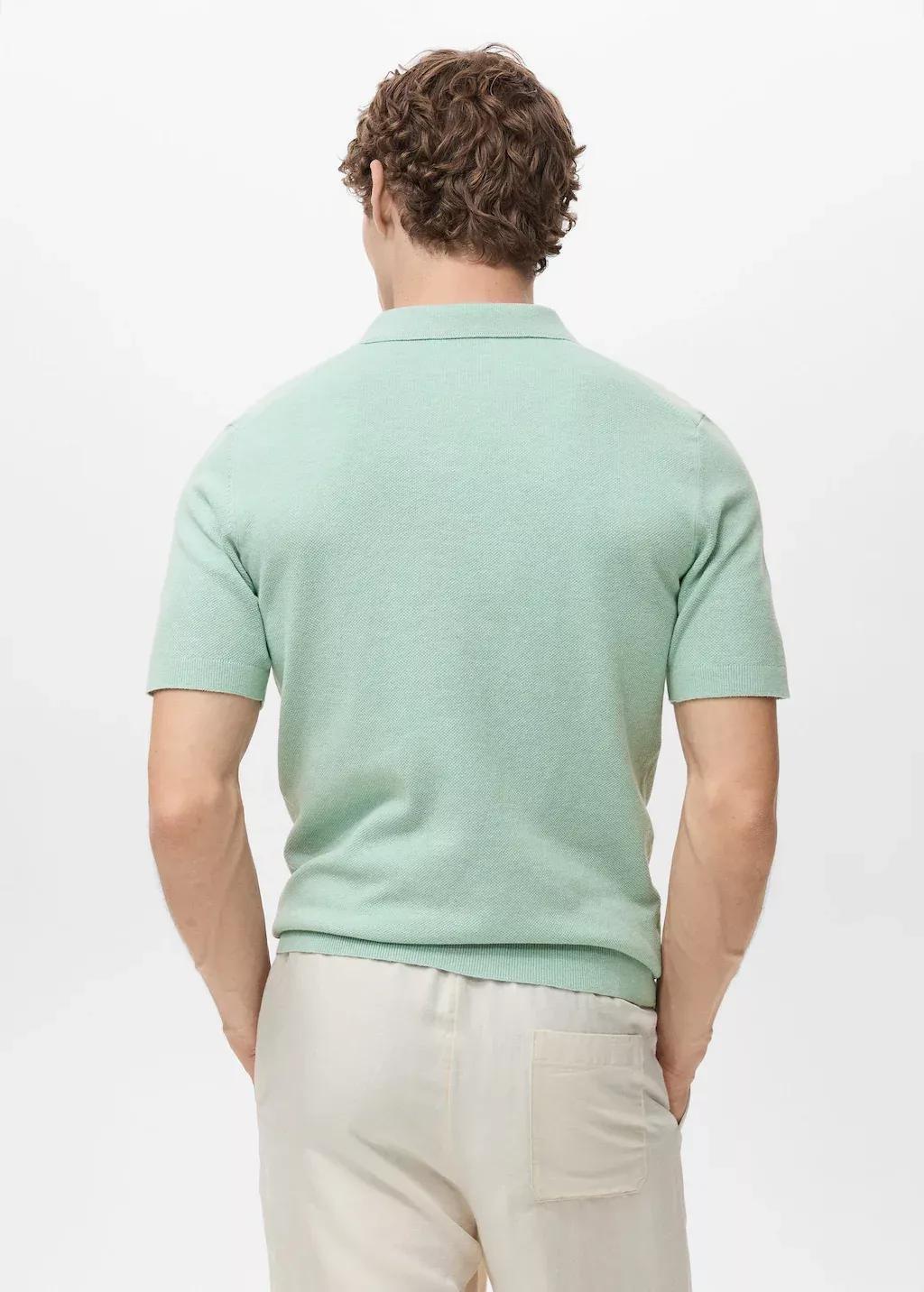 Green Fine-Knit Cotton Polo Shirt, , large image number 5