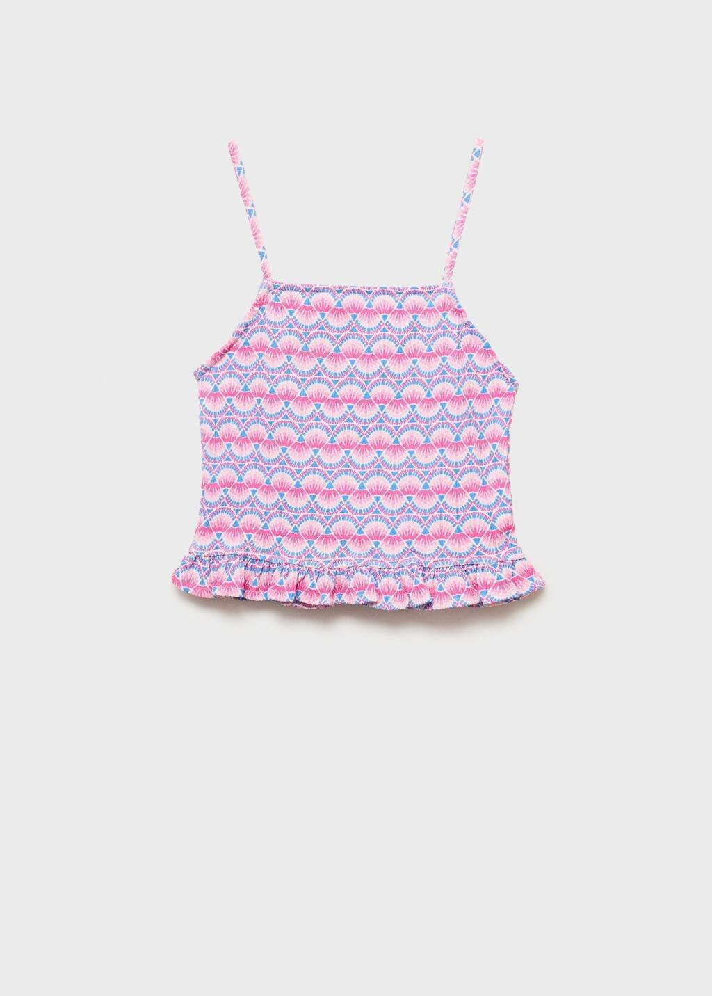 Pink Print Ruched Top, Kids Girl, Pink, medium