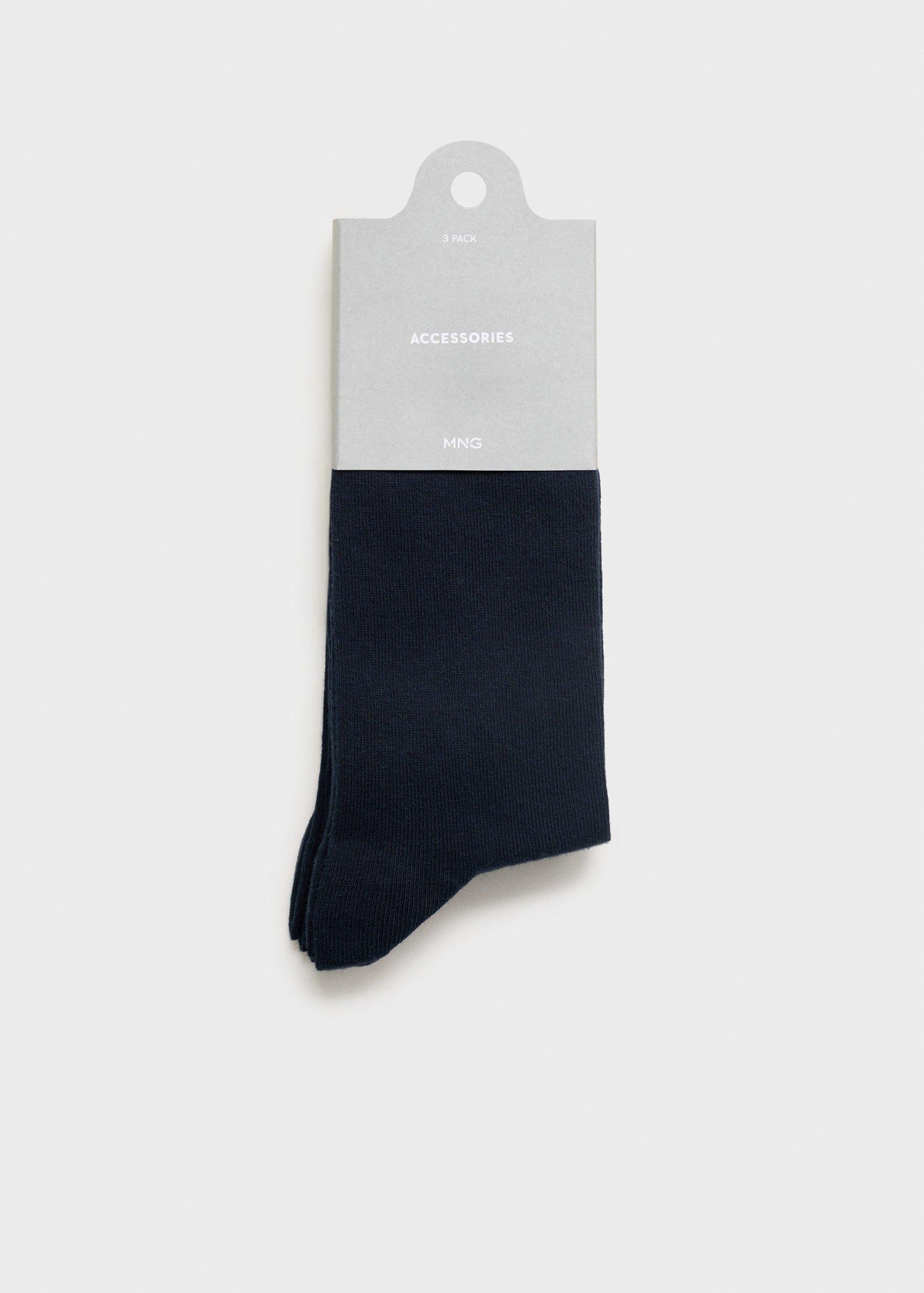 Navy Pack Of 3 Cotton Socks, , large image number 0