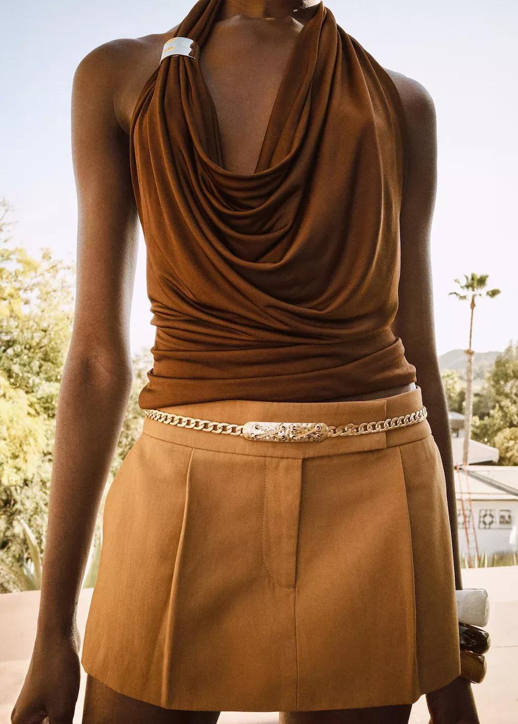 Gold Metal Chain Belt, Gold, large image number 4