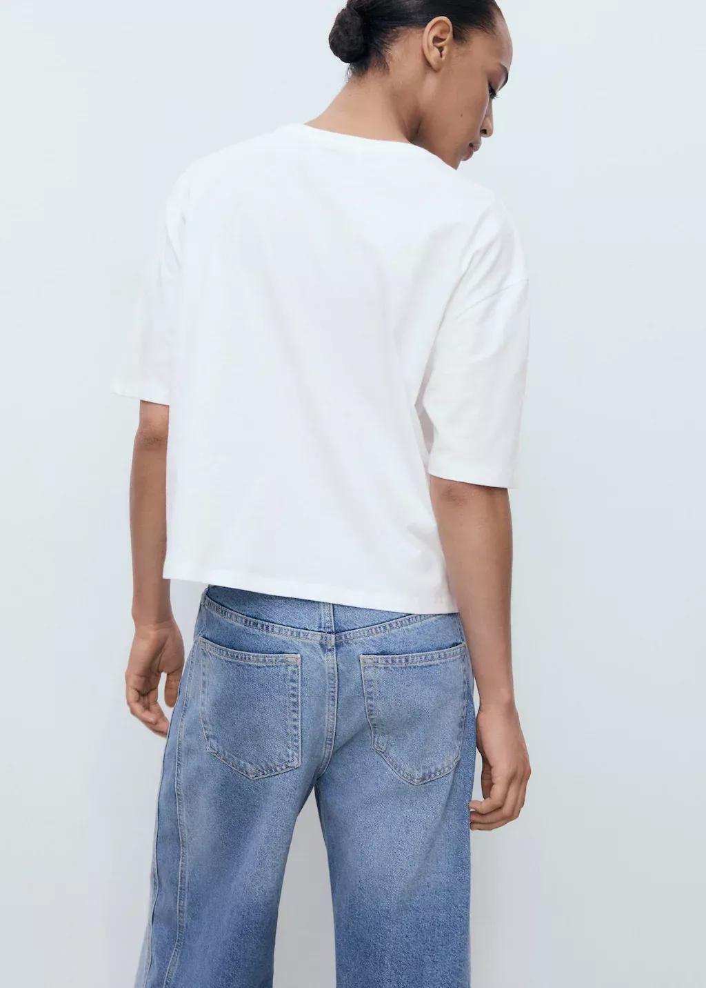 White Floral-Print Cotton T-Shirt, , large image number 5