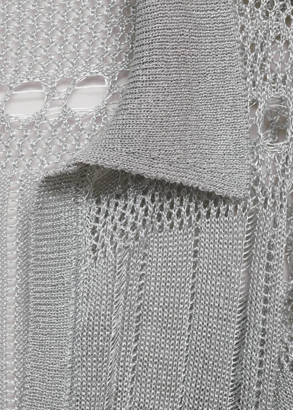 Silver Short Lurex Dress With Openwork Details, , large image number 5