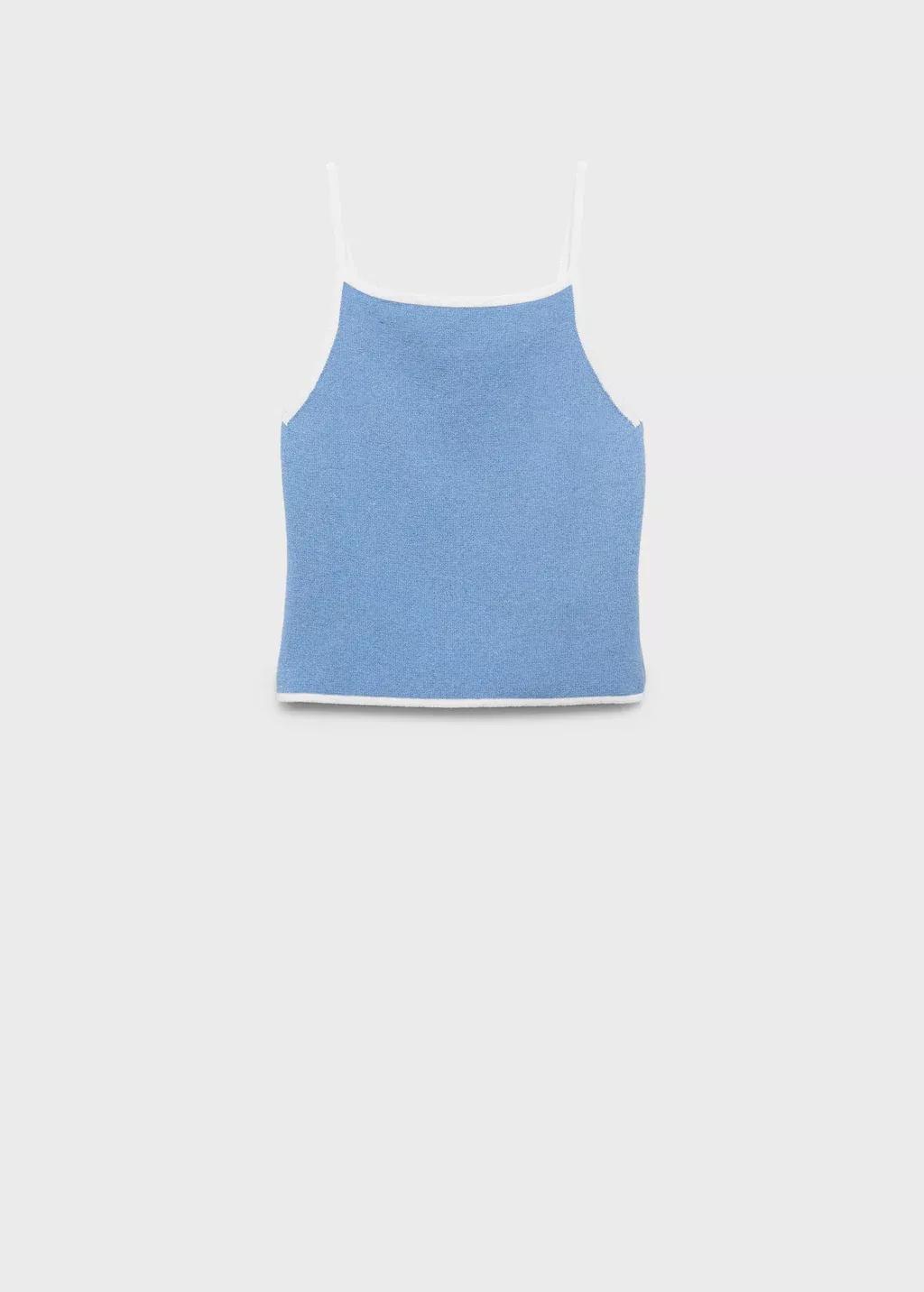 Blue Knitted Top With Contrasting Trim, , large image number 3
