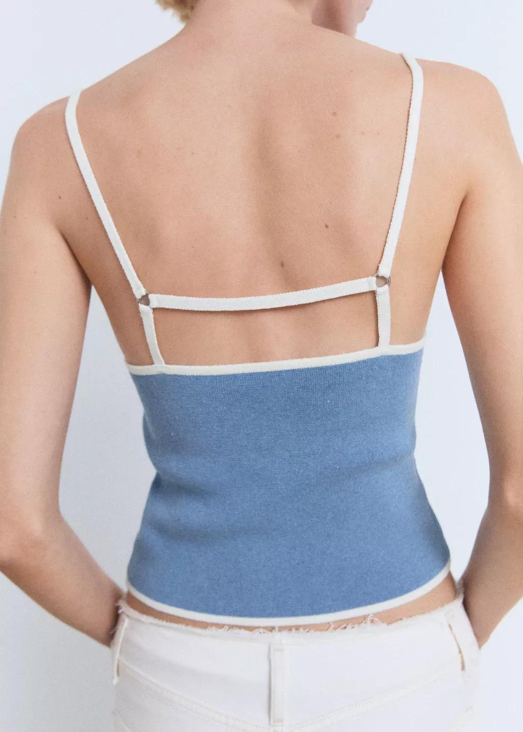 Blue Knitted Top With Contrasting Trim, , large image number 4