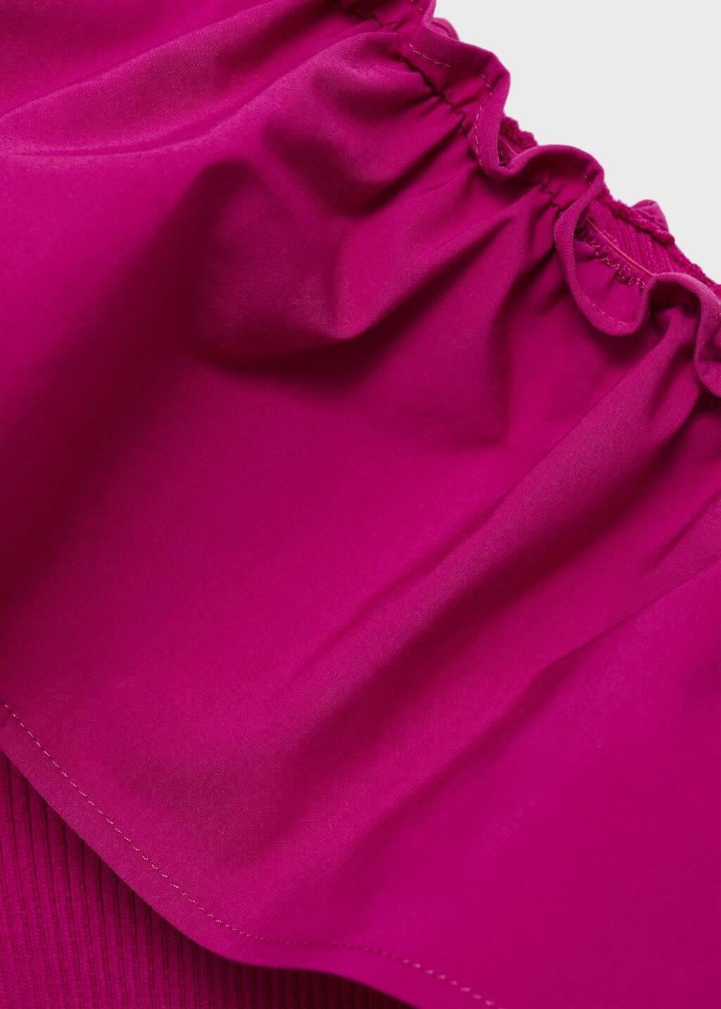 Pink Asymmetrical Top In Combined Fabric, , large image number 2