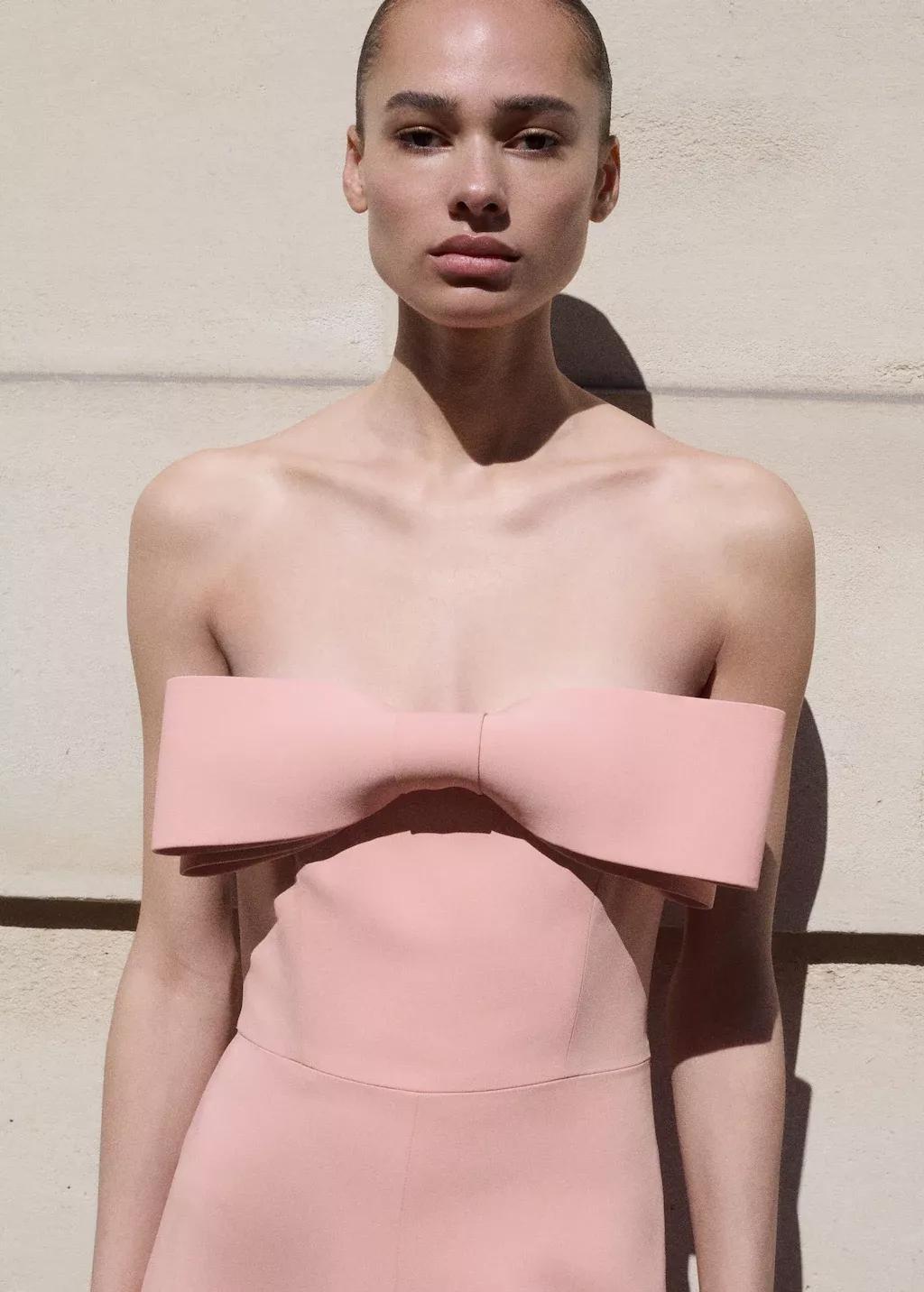 Pink Strapless Jumpsuit With Bow Neckline, , large image number 1
