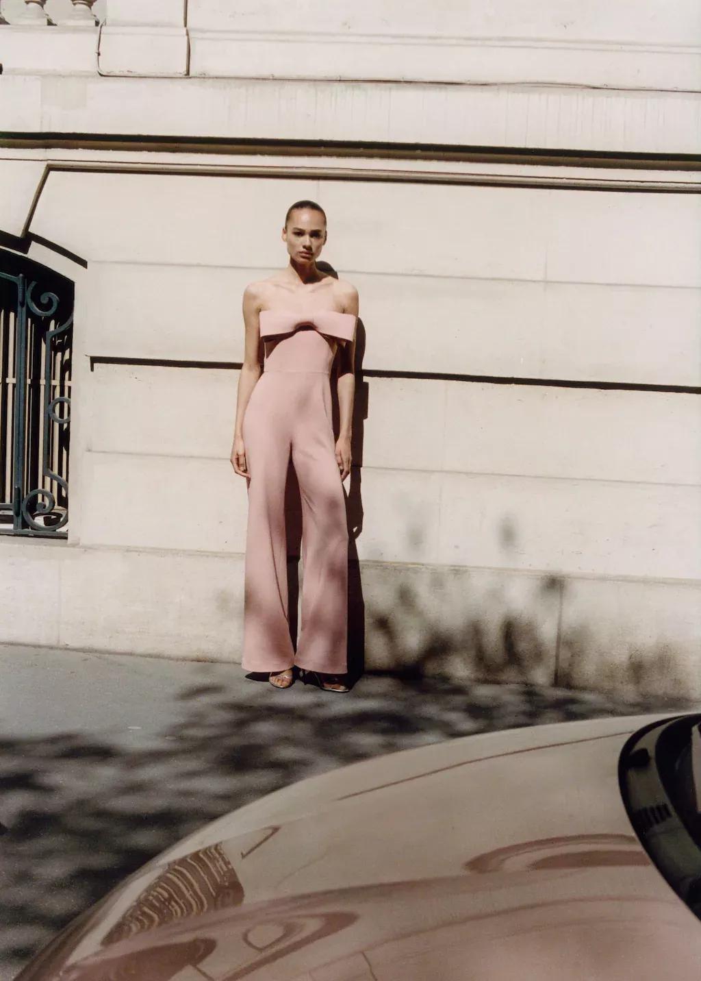 Pink Strapless Jumpsuit With Bow Neckline, , large image number 2