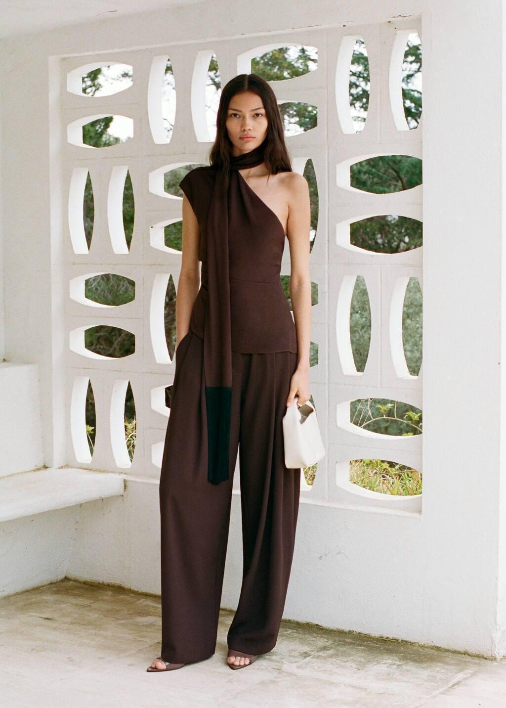 DARK BROWN Pleat detail trousers, , large image number 3