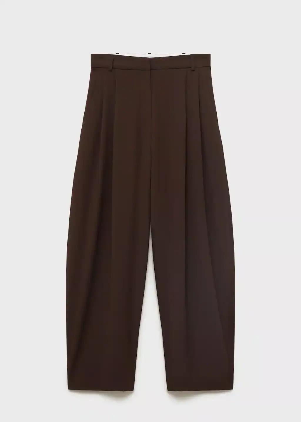 DARK BROWN Pleat detail trousers, , large image number 4