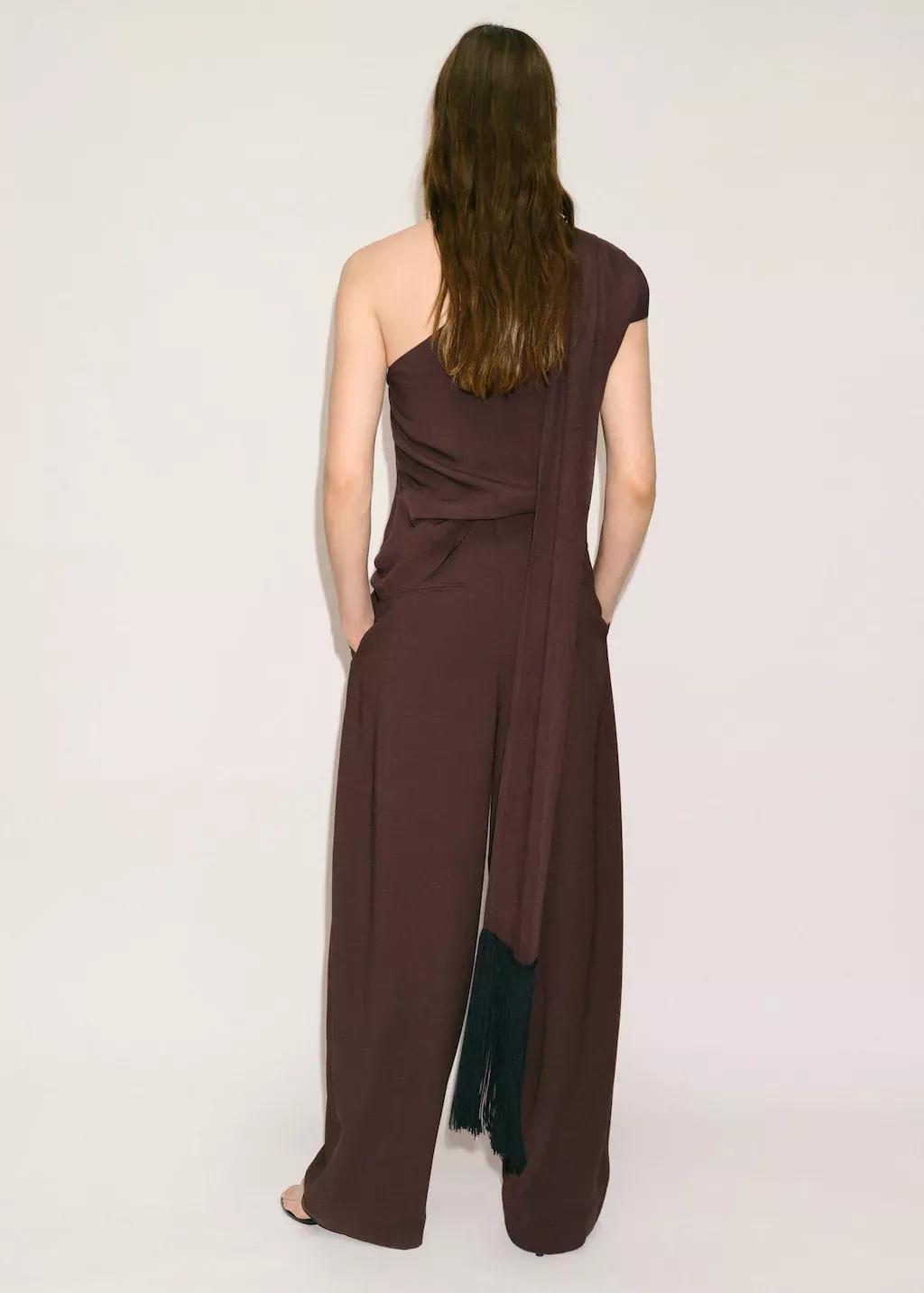 DARK BROWN Pleat detail trousers, , large image number 6