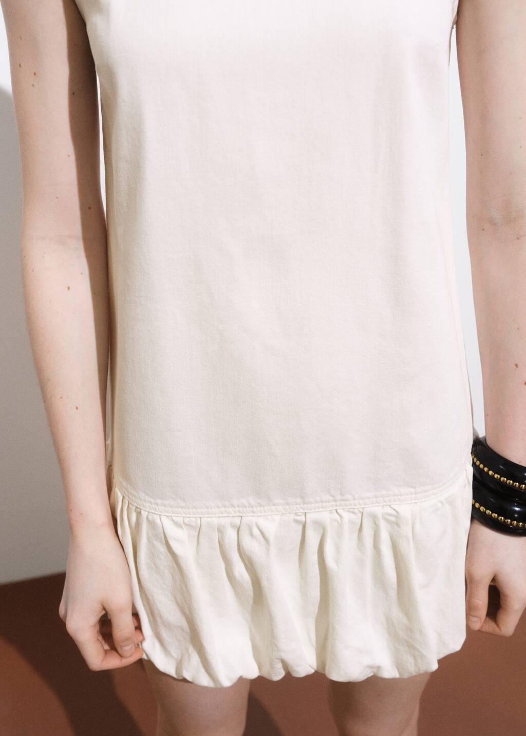 WHITE Denim dress with puffed hem, , large image number 1